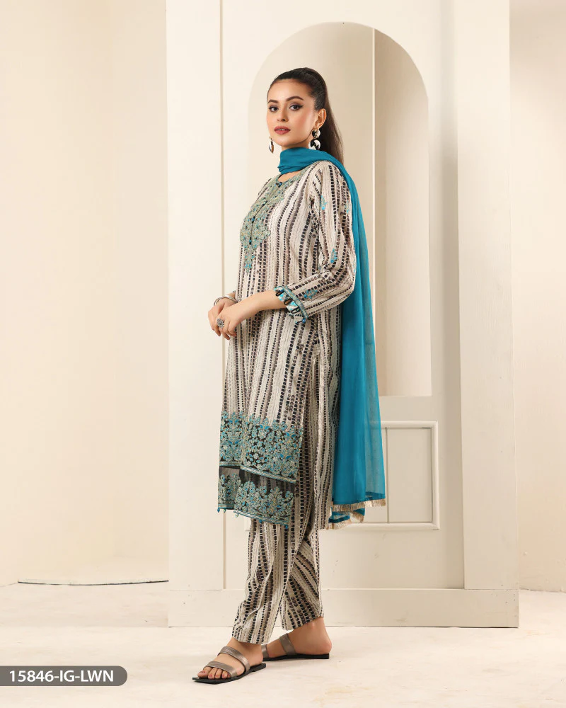 15846 Readymade Casual lawn Suit - Image 3