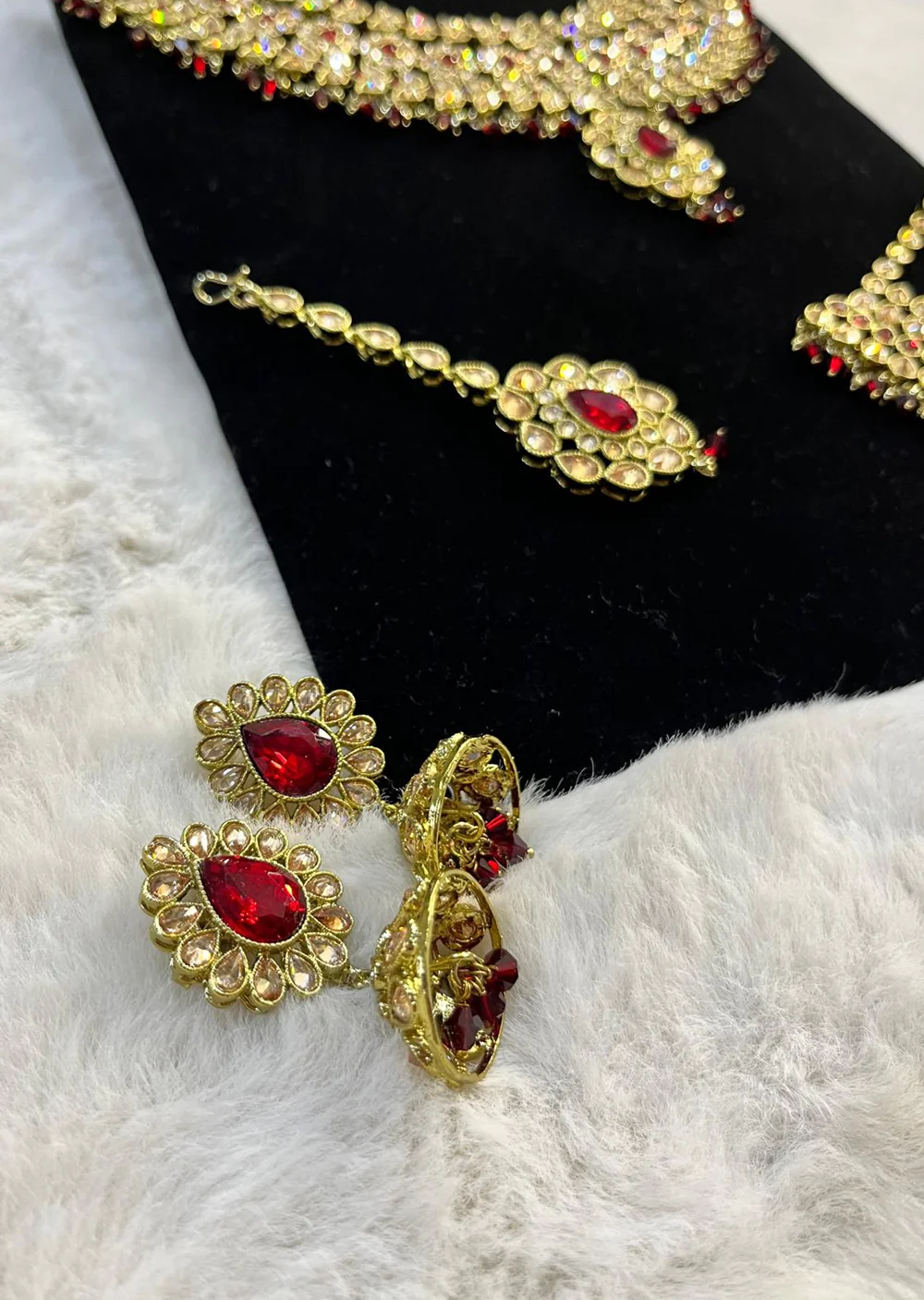 4639 Necklace Set Maroon - Image 3