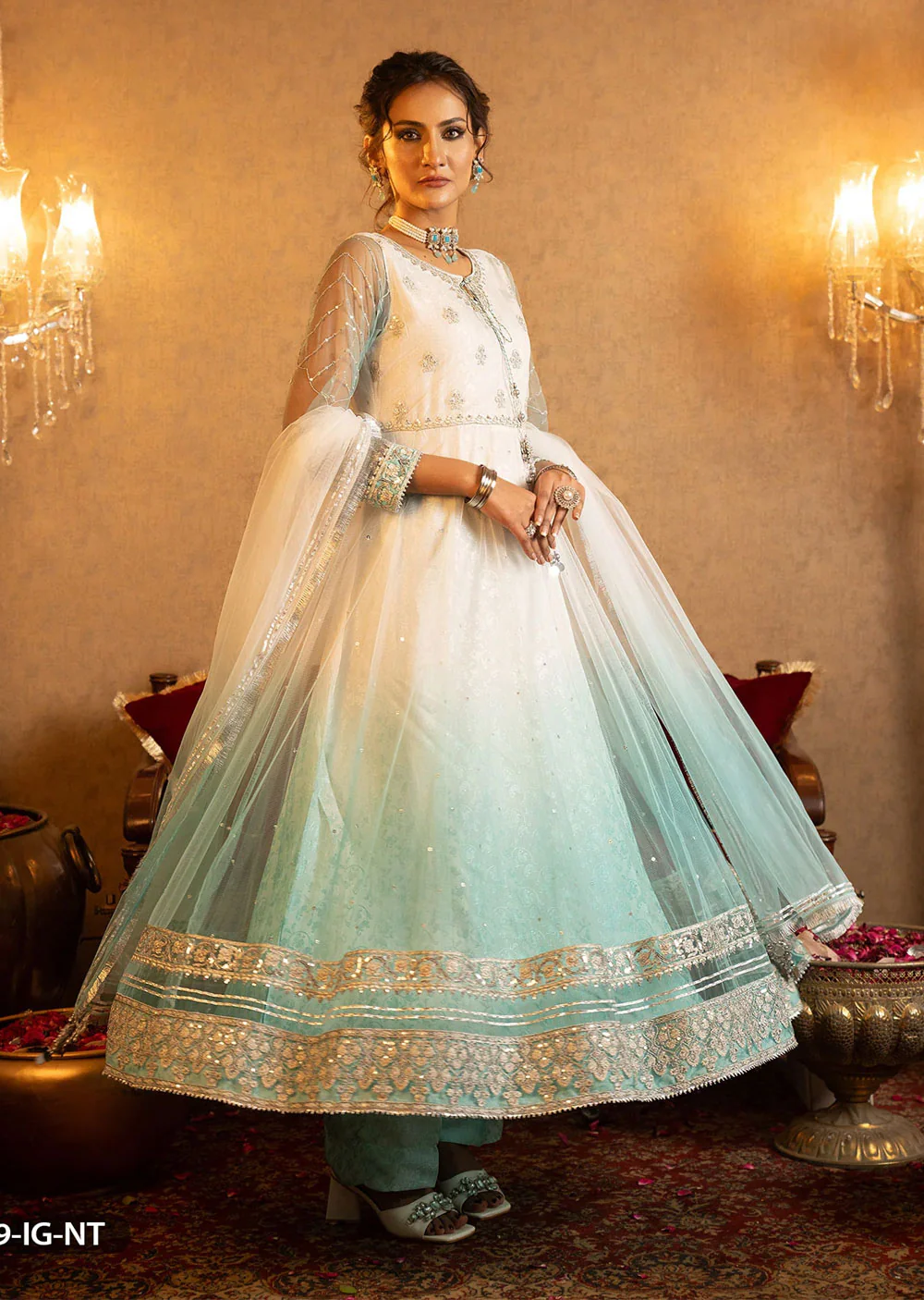 9619-IG-NT - Aqua - Readymade Shaposh Formal Suit - Image 2