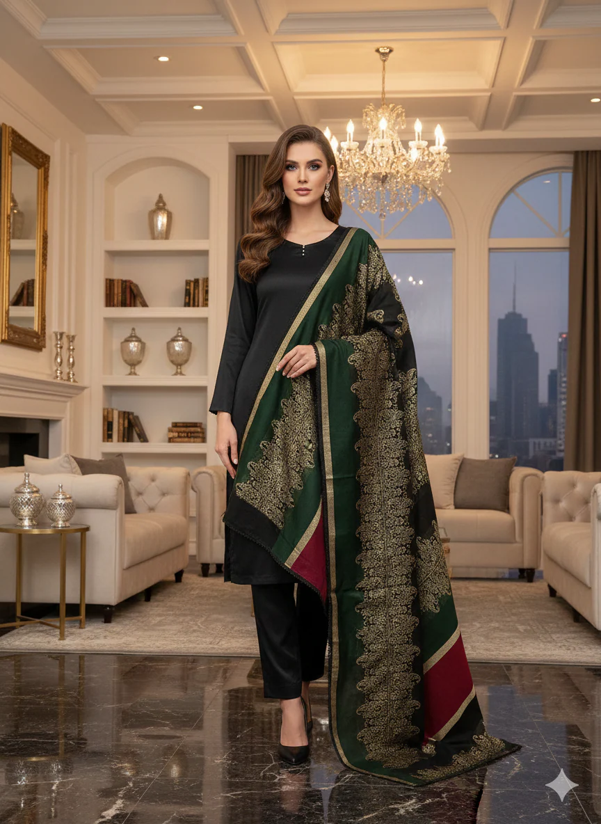 ALM-102 Winter Dhanak Suit with Multani Wool Shawl - Image 13