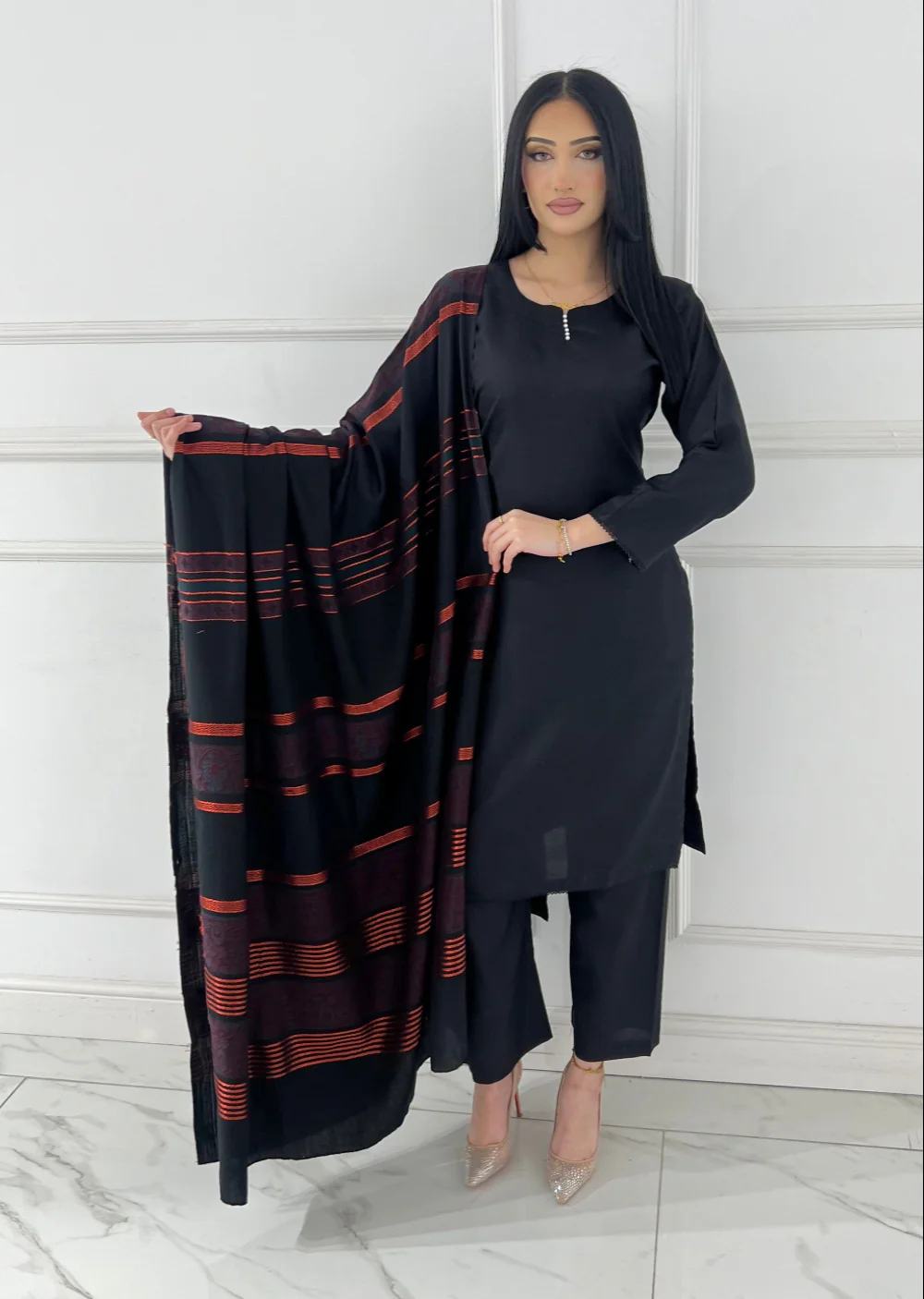 ALM-102 Winter Dhanak Suit with Multani Wool Shawl - Image 4