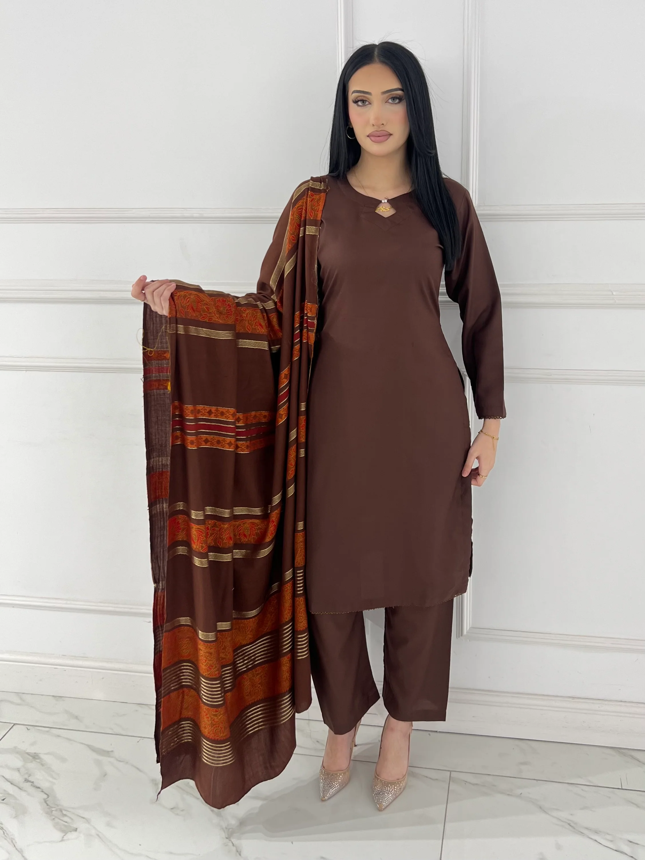ALM-102 Winter Dhanak Suit with Multani Wool Shawl - Image 7