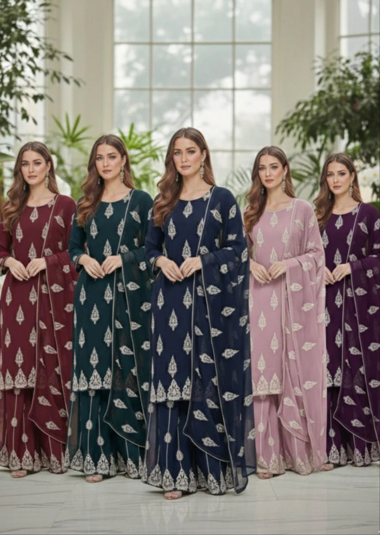 ALM-106 - Embroidered Chiffon Suit