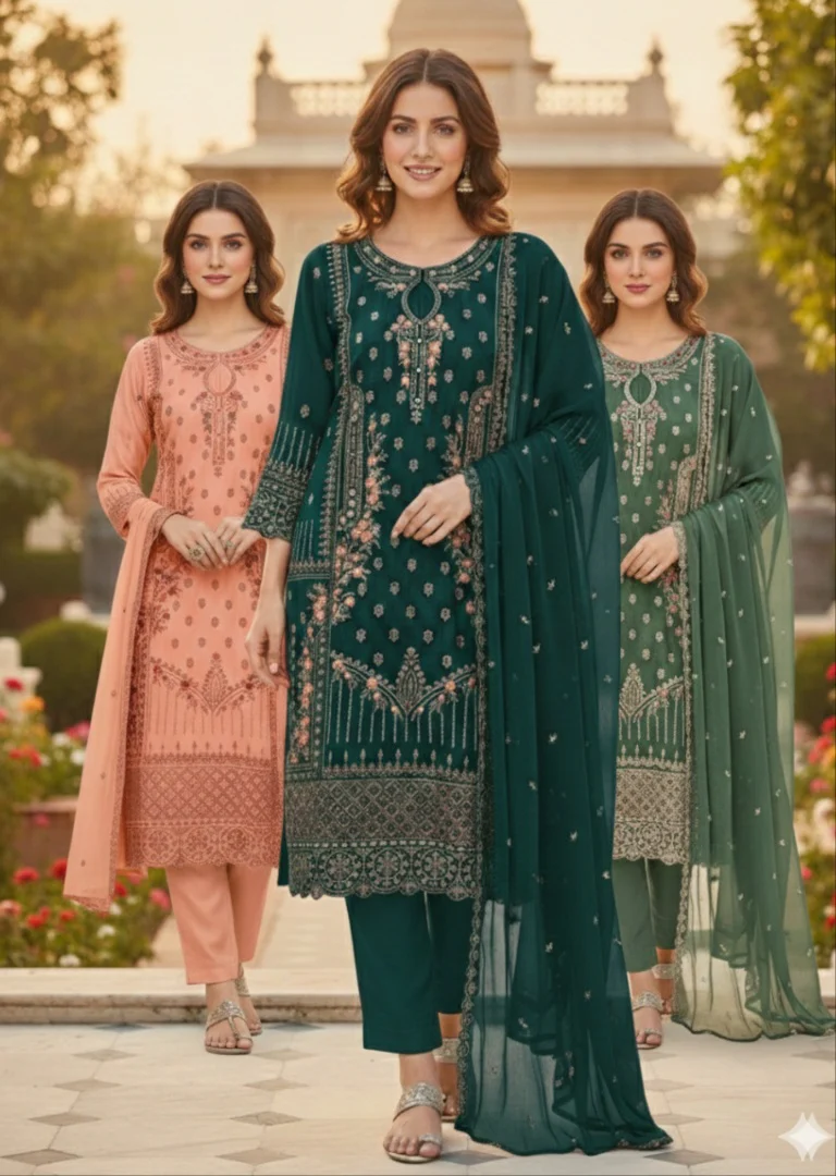 ALM-108 - Embroidered Chiffon Suit