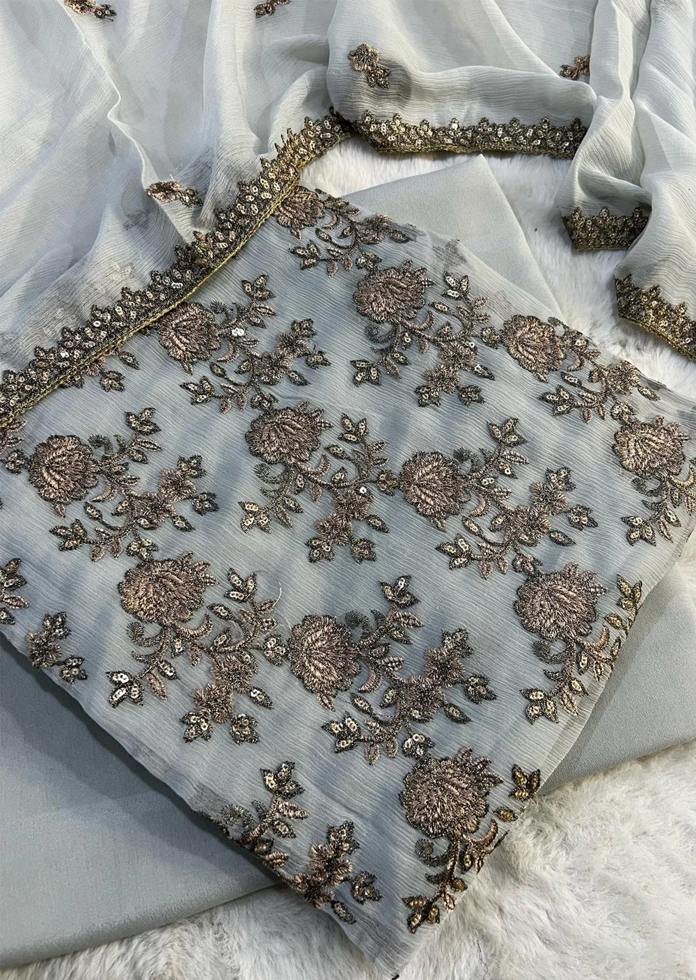 AMNDU-04 - Unstitched - Amna Net Suit 2025 - Image 6
