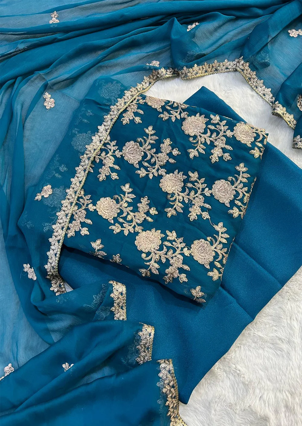 AMNDU-04 - Unstitched - Amna Net Suit 2025 - Image 7