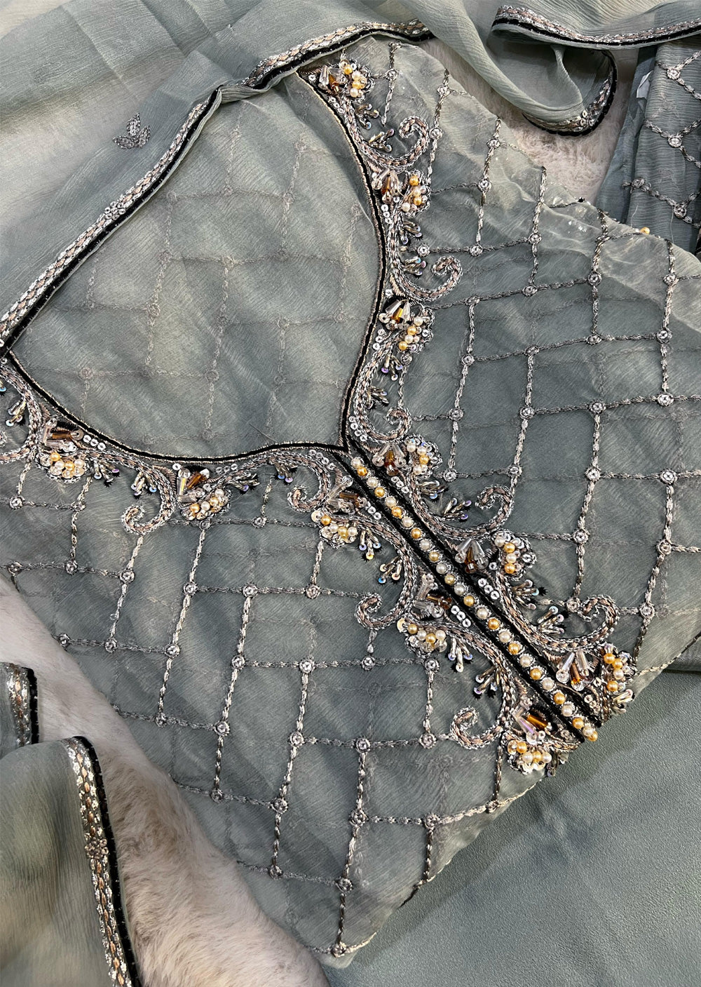 AMNDU-05 - Unstitched - Amna Net Suit 2025 - Image 13