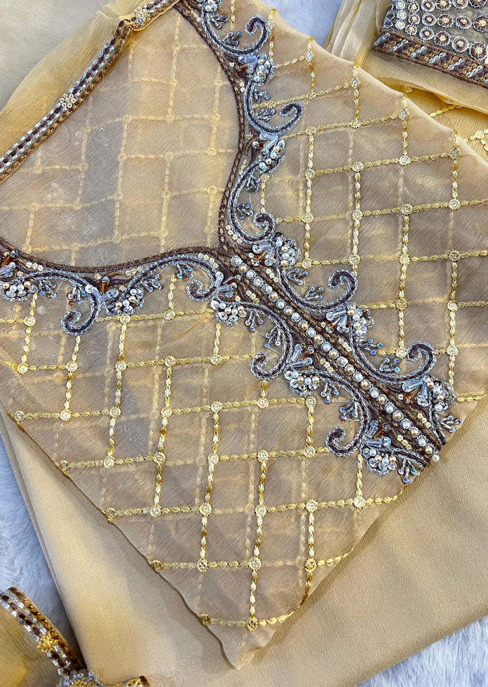 AMNDU-05 - Unstitched - Amna Net Suit 2025 - Image 3