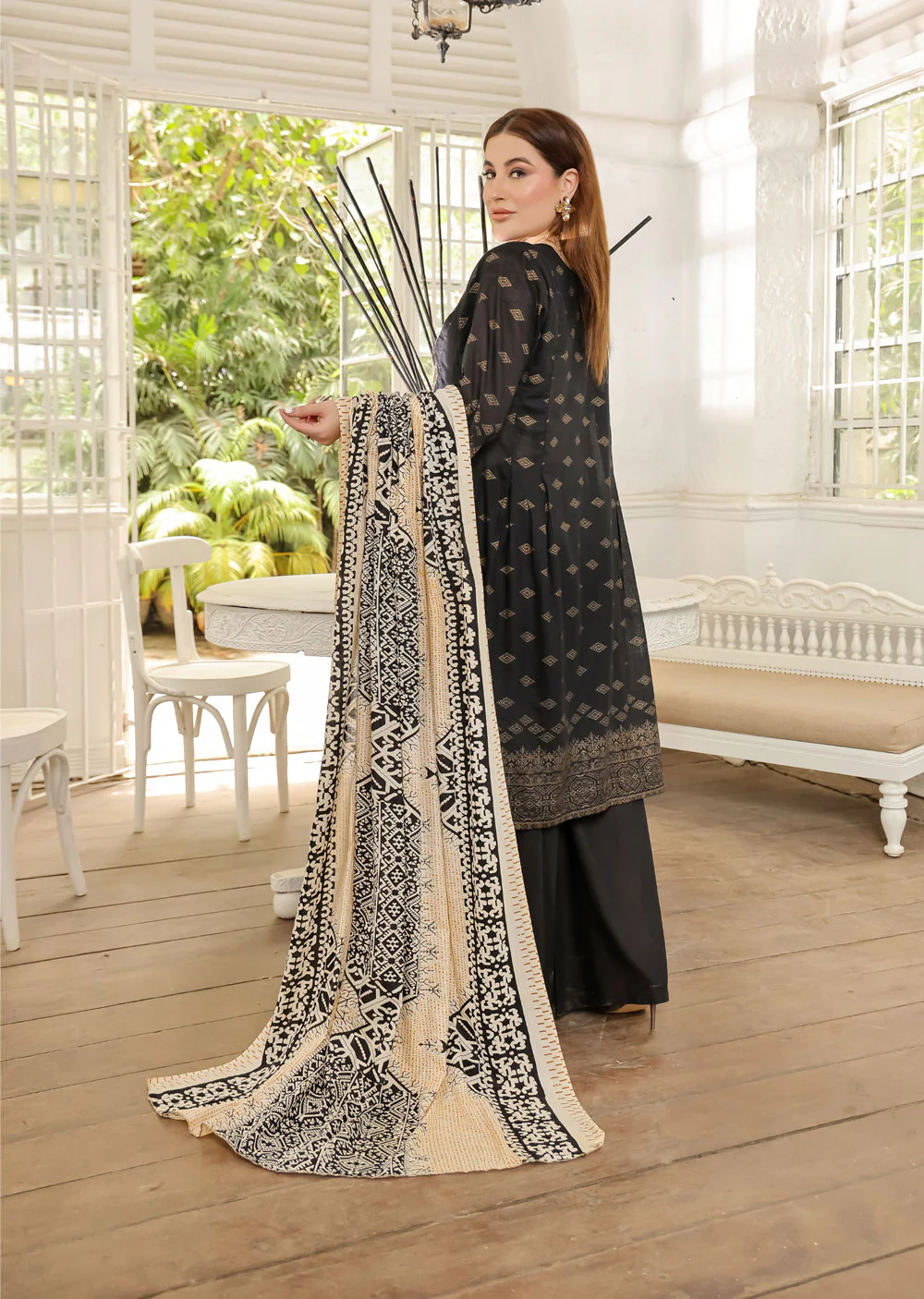 AMT4801 - Black Readymade Lawn Suit - Image 2
