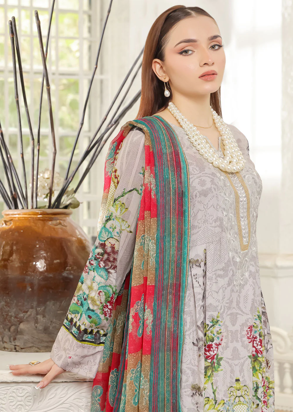 AMT48012 - Grey Readymade Lawn Suit - Image 3