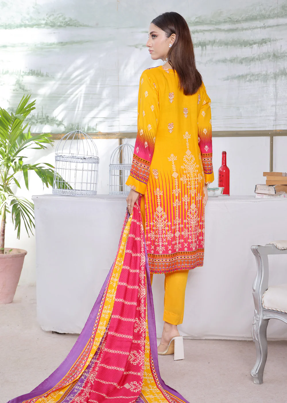 AMT5108 - Purple Readymade Linen Suit - Image 2