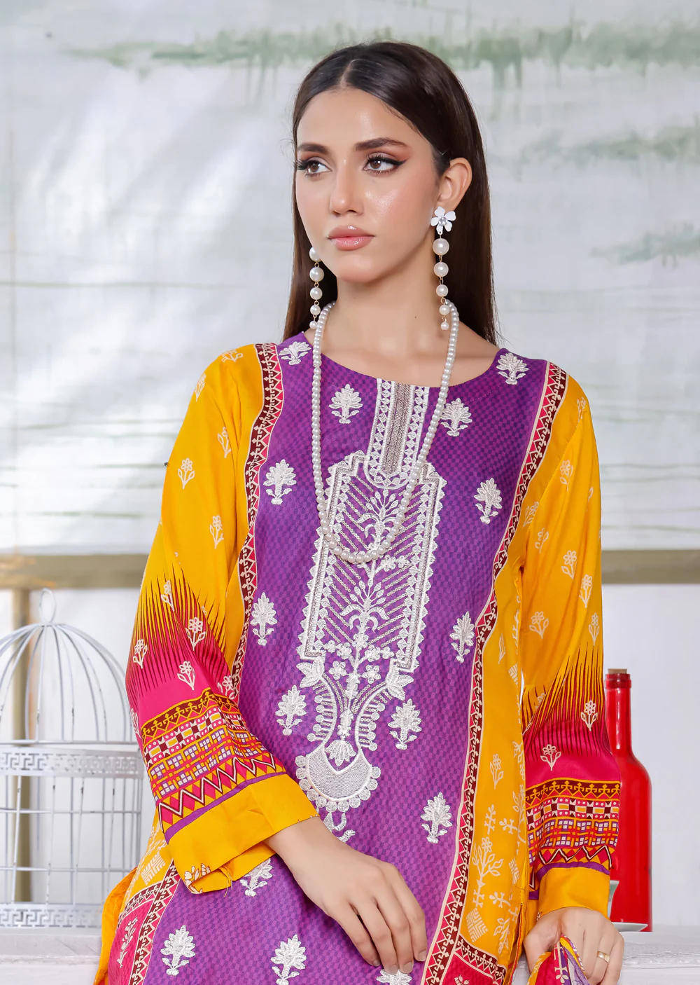 AMT5108 - Purple Readymade Linen Suit - Image 3