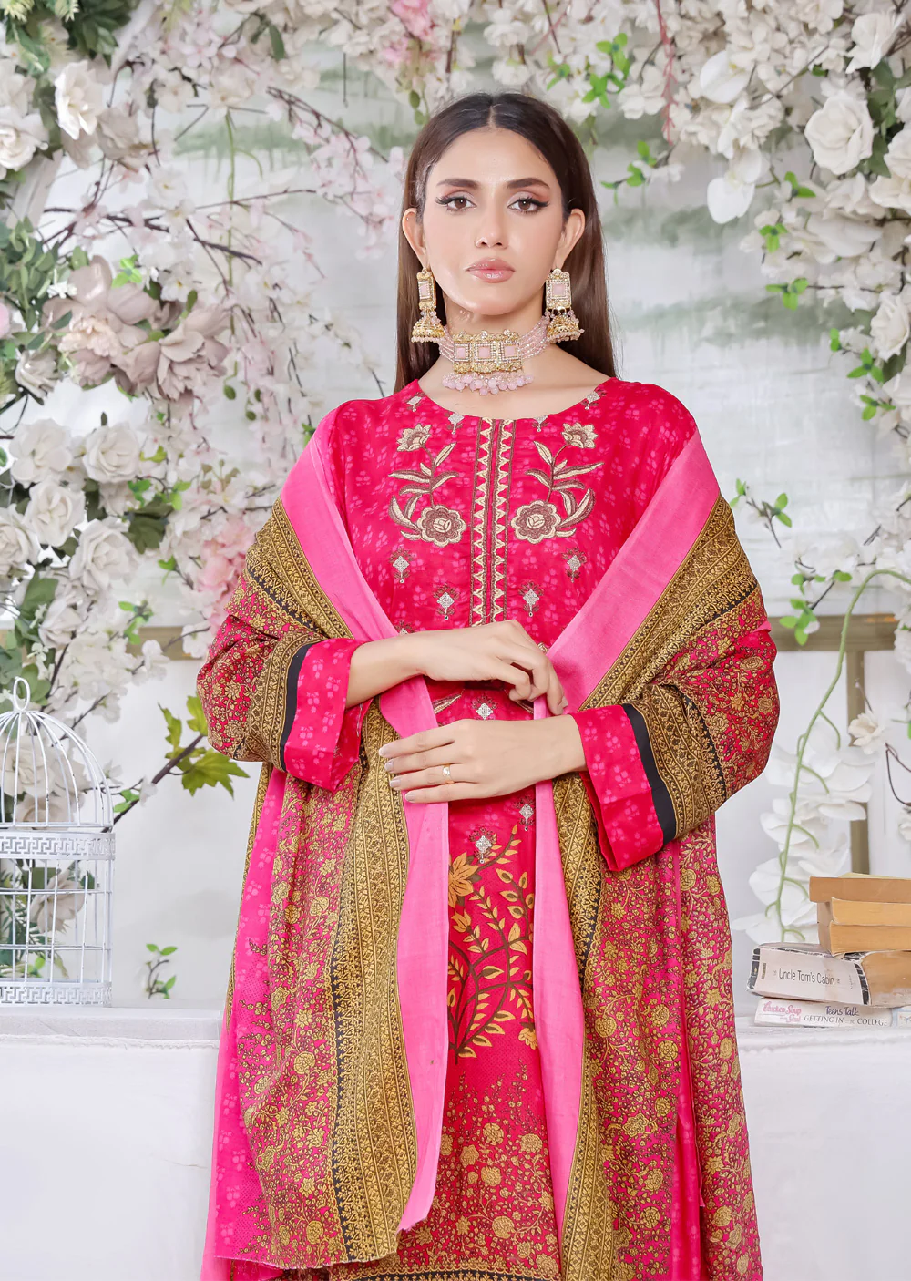 AMT5122 - Hot Pink Readymade Linen Suit - Image 3