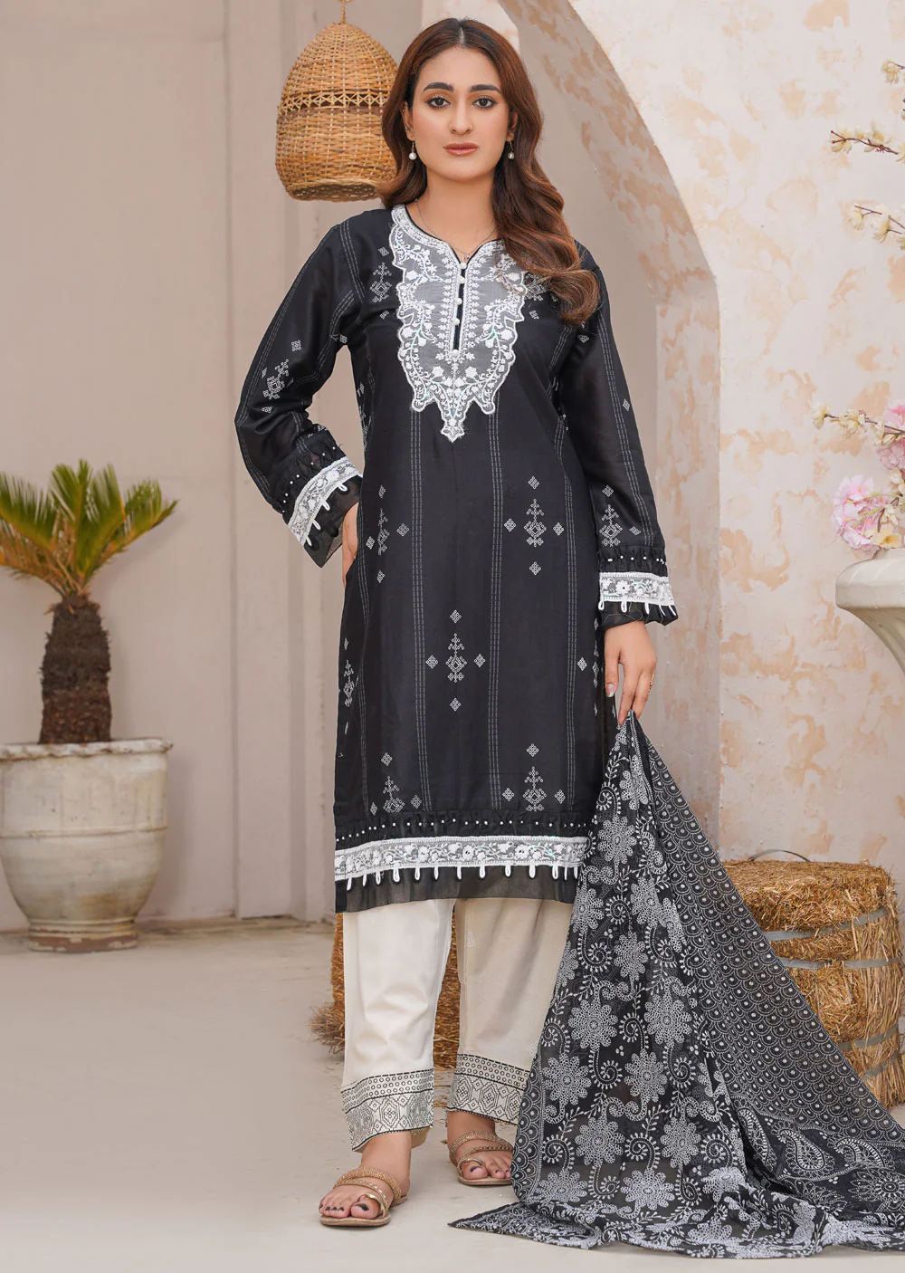 ANI103 Black readymade Printed Suit