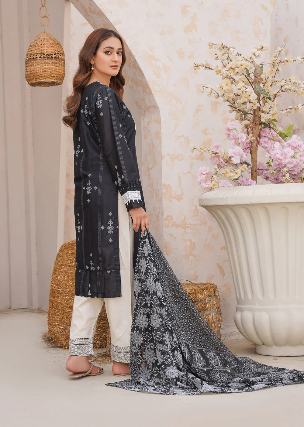 ANI103 Black readymade Printed Suit - Image 2