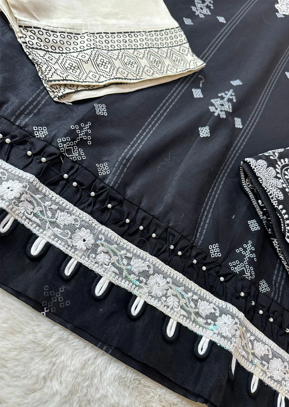 ANI103 Black readymade Printed Suit - Image 5