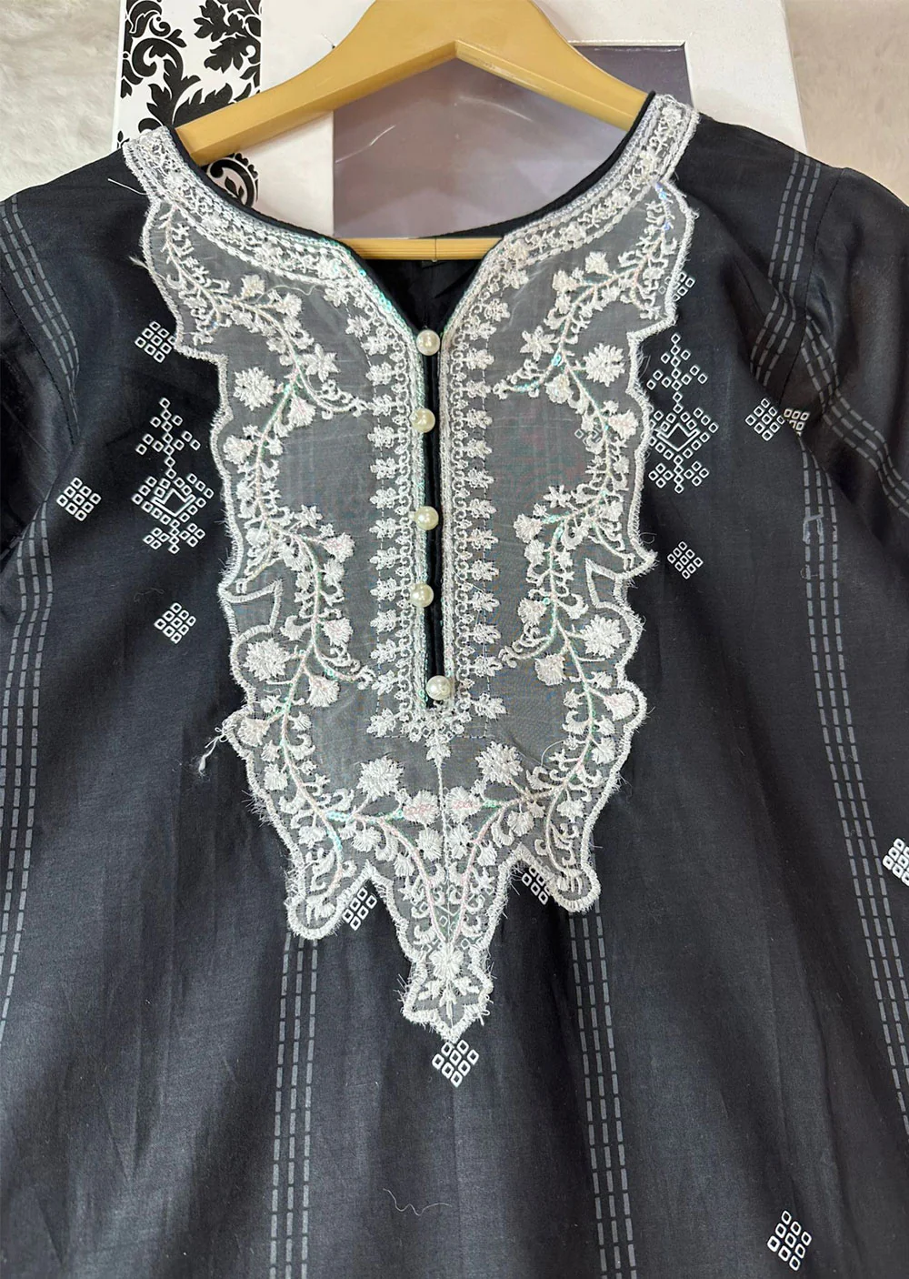 ANI103 Black readymade Printed Suit - Image 6