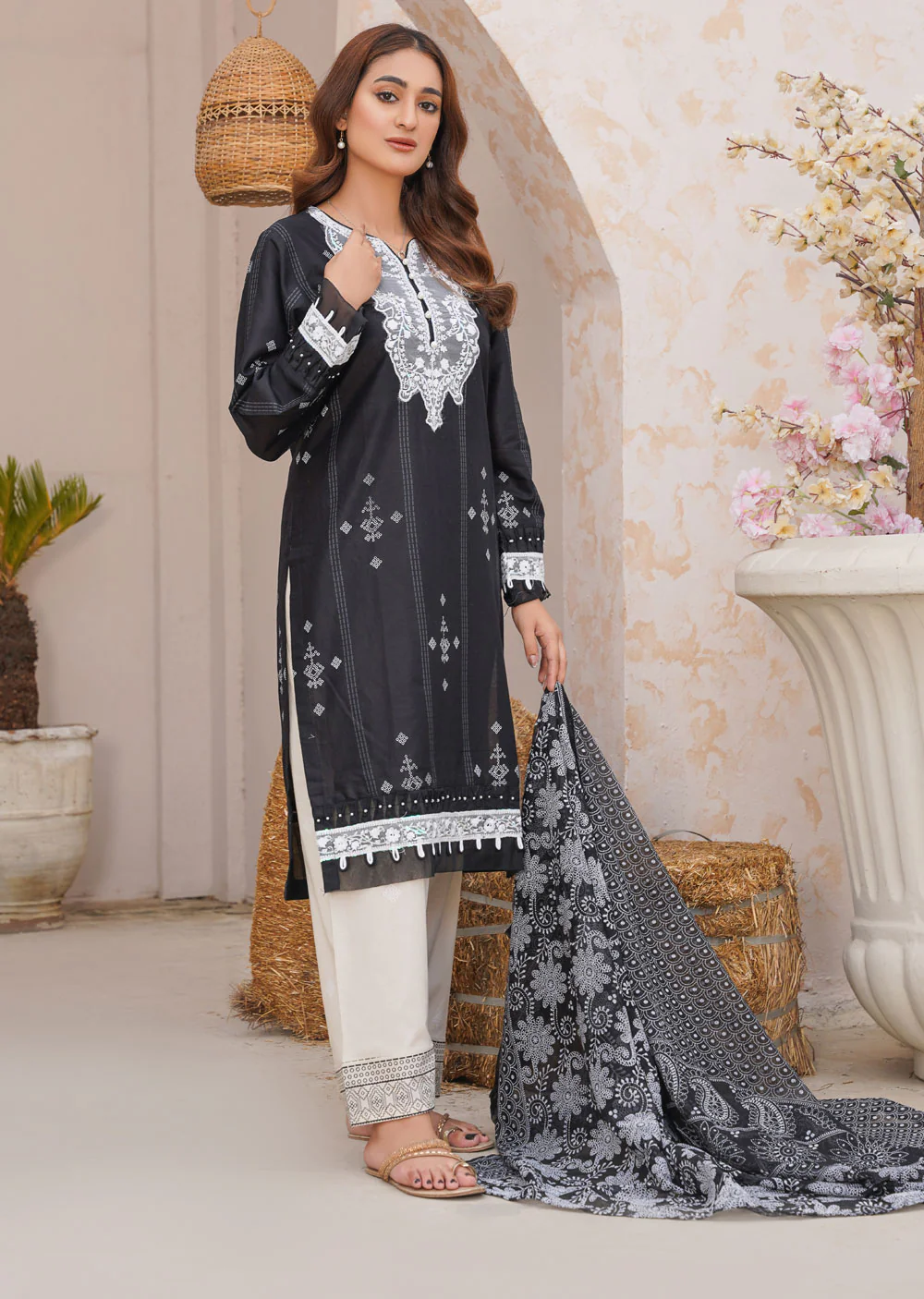 ANI103 Black readymade Printed Suit - Image 7