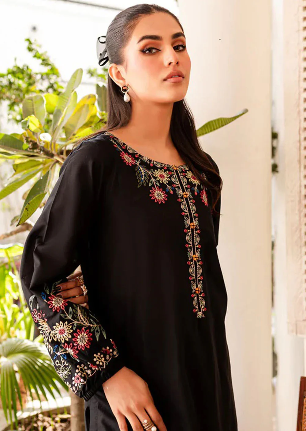 ANI105 Black readymade 2 Piece Cotton Suit - Image 2