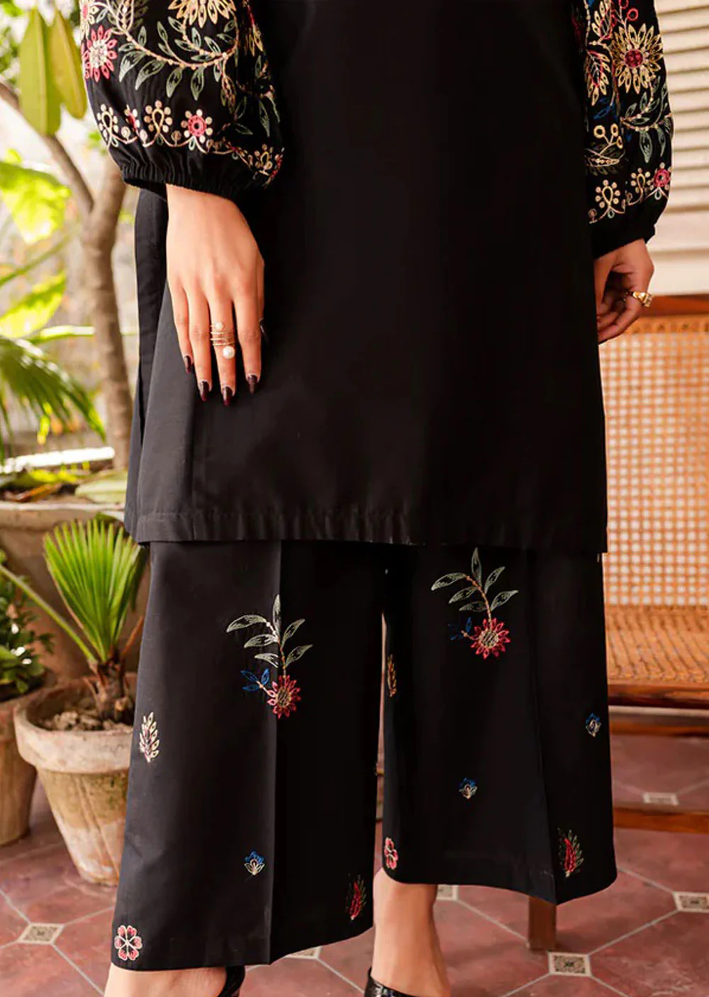 ANI105 Black readymade 2 Piece Cotton Suit - Image 8