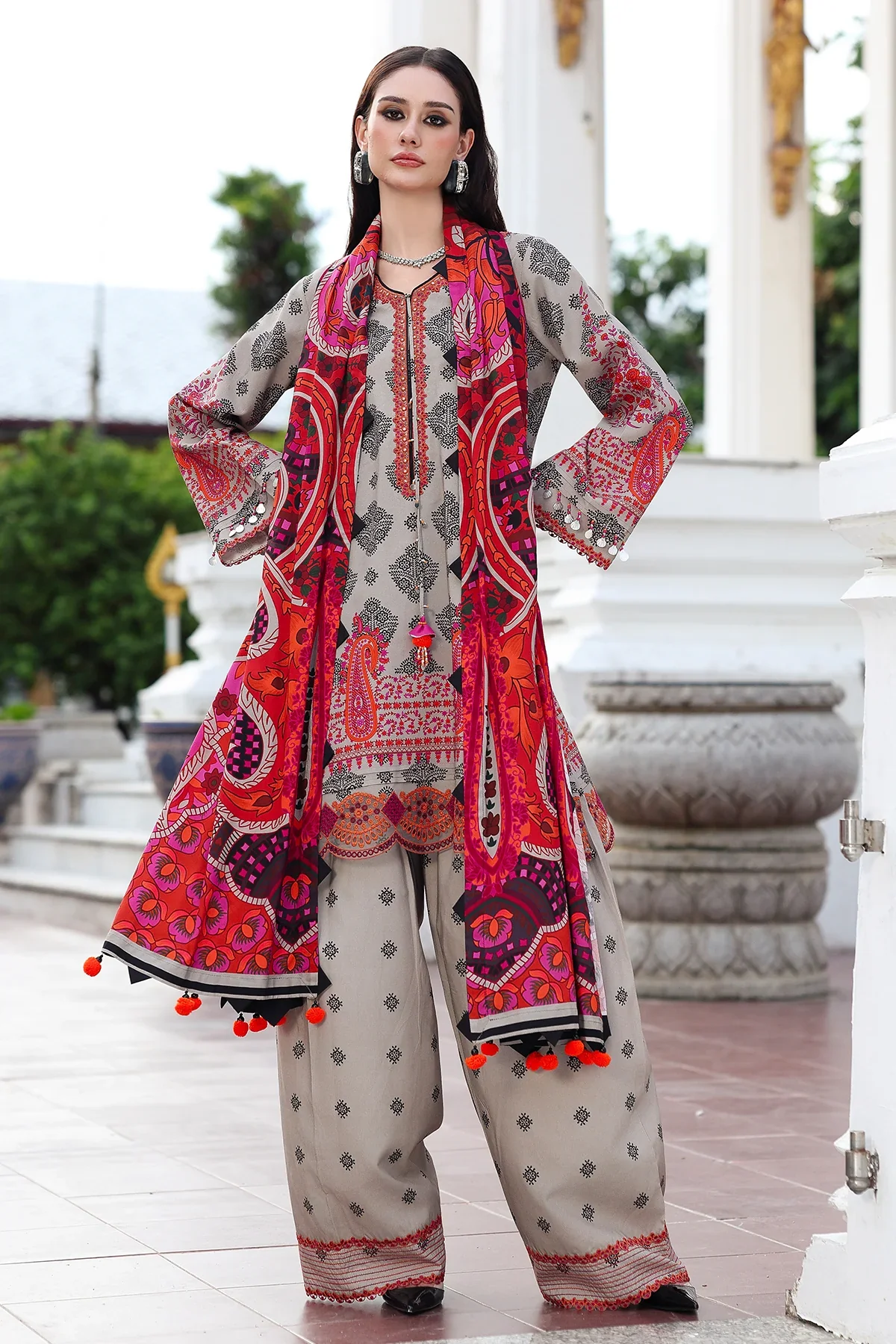ANW6-01 CHARIZMA 3-PC Unstitched Embroidered Linen Collection 2025 - Image 2