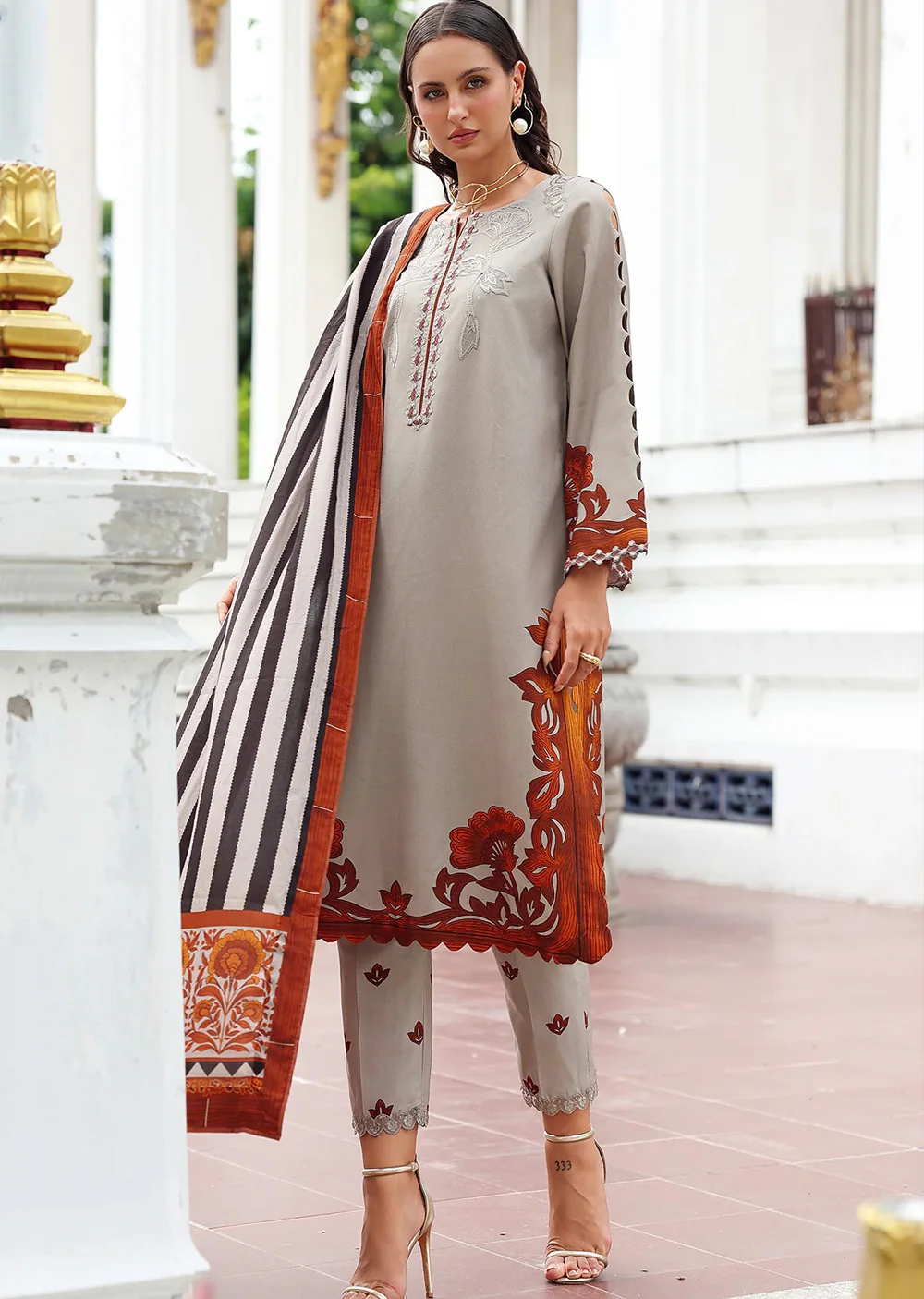 ANW6-05 CHARIZMA 3-PC Unstitched Embroidered Linen Collection 2025