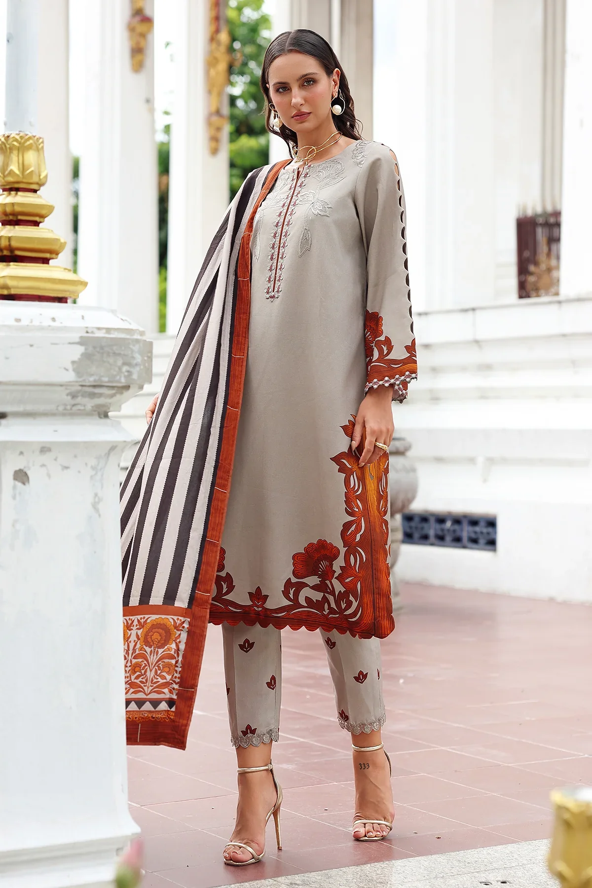 ANW6-05 CHARIZMA 3-PC Unstitched Embroidered Linen Collection 2025 - Image 2