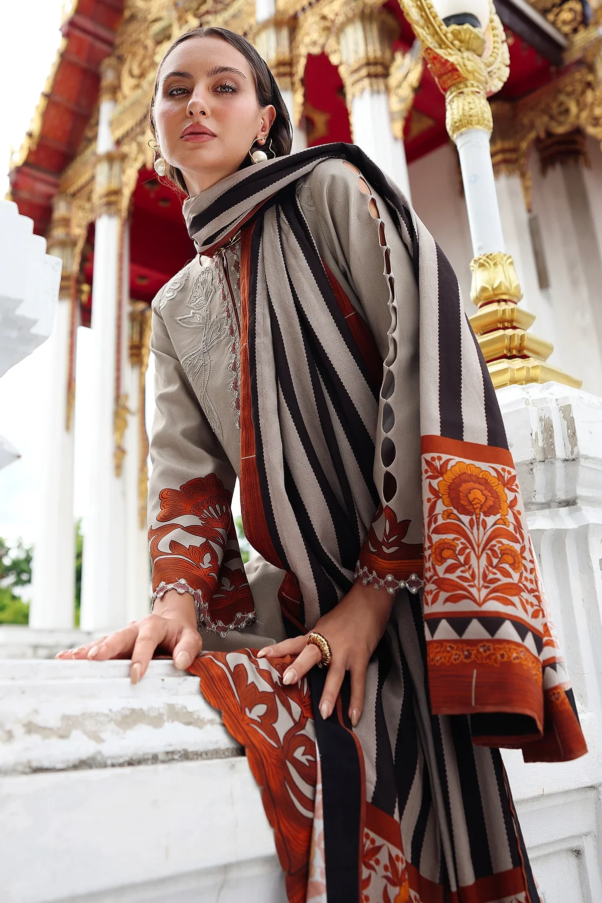 ANW6-05 CHARIZMA 3-PC Unstitched Embroidered Linen Collection 2025 - Image 6