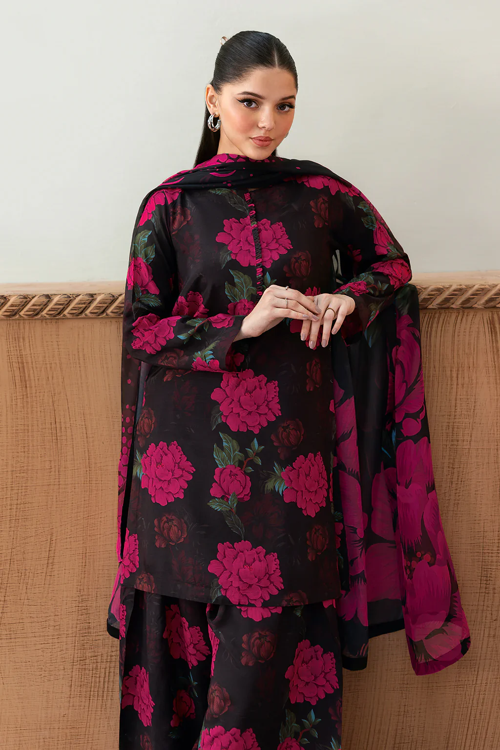 AR-103 Dark Majestic - Afsanah Printed Silk Outfit - Image 4