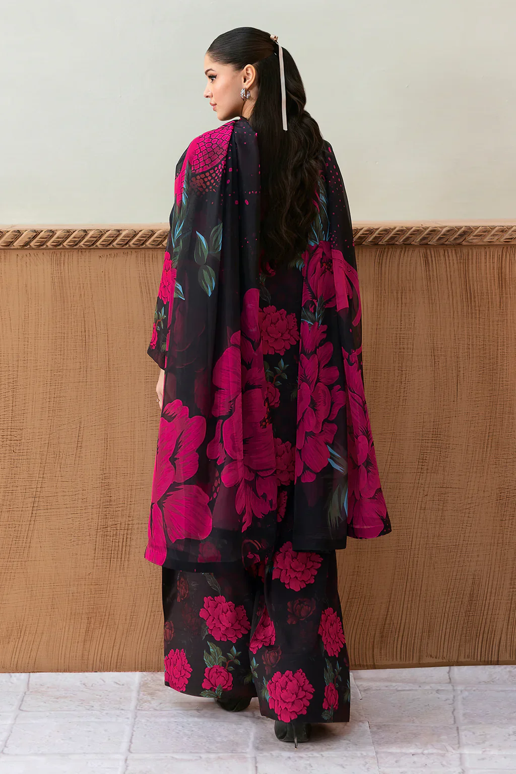 AR-103 Dark Majestic - Afsanah Printed Silk Outfit - Image 5