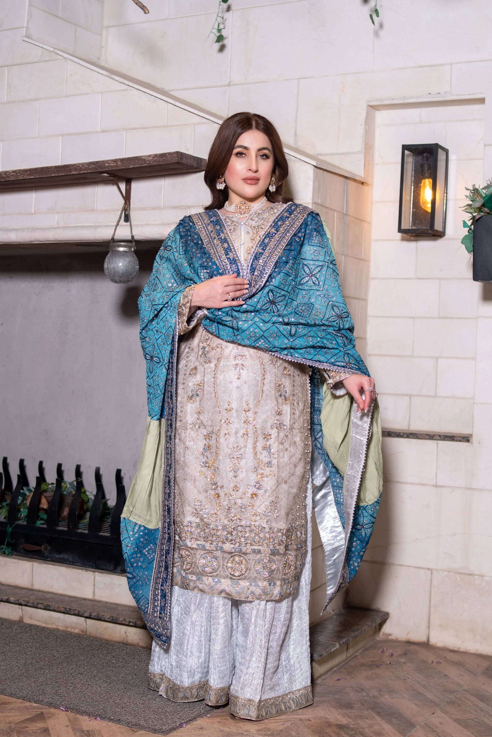 MARW-1608- Silver- Readymade Wedding Wear Outfit - Image 5
