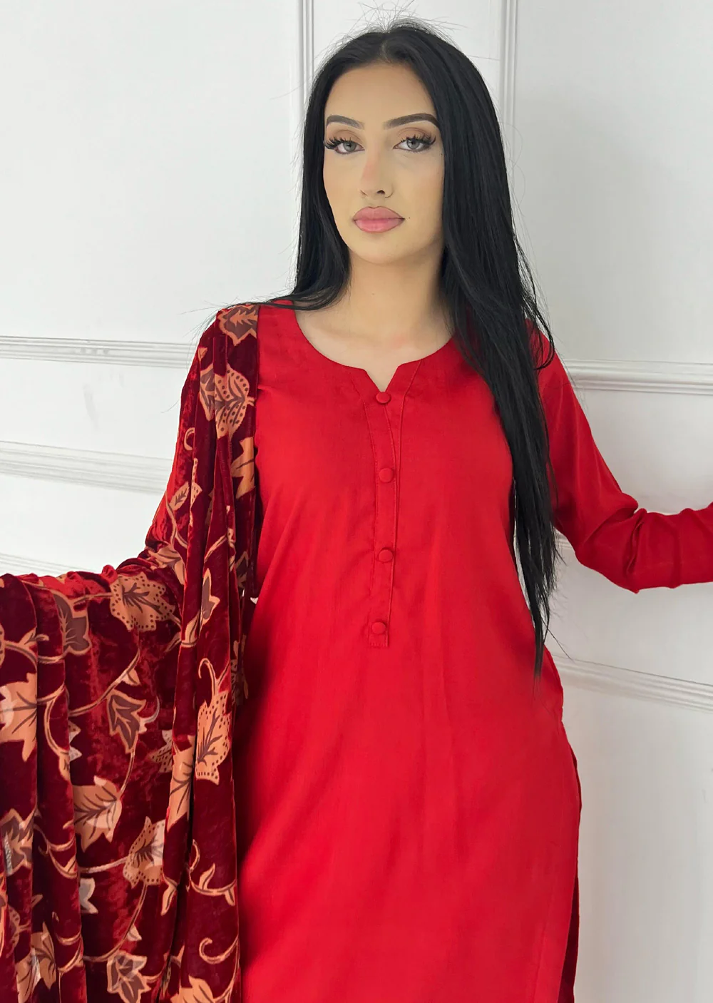 ASBC-01 - Red - Readymade Dhanak with Palachi Shawl Suit - Image 4