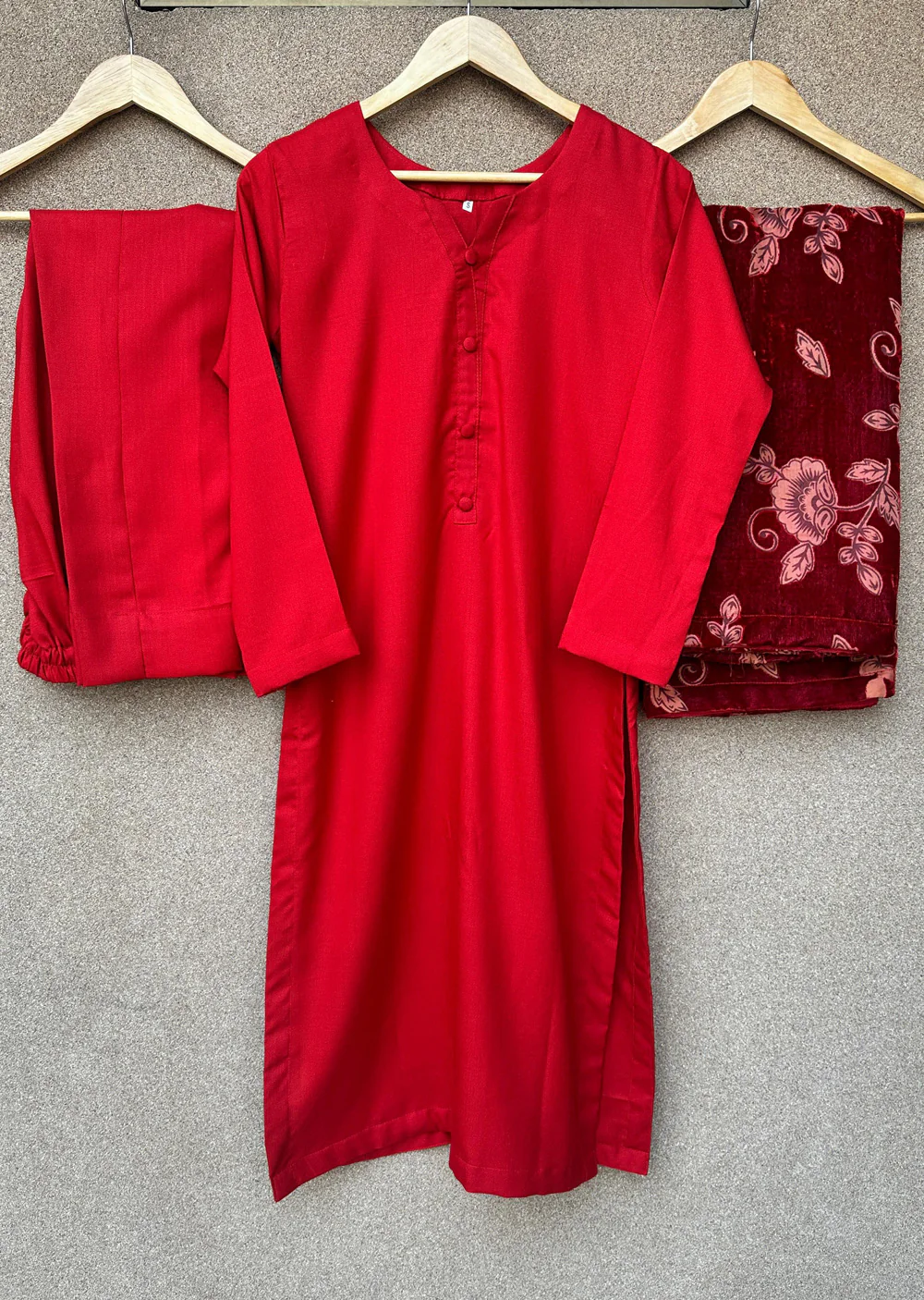 ASBC-01 - Red - Readymade Dhanak with Palachi Shawl Suit - Image 9
