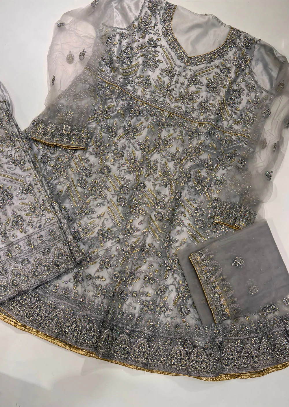 ASF205 Light Grey Semi Stitched Net Suit