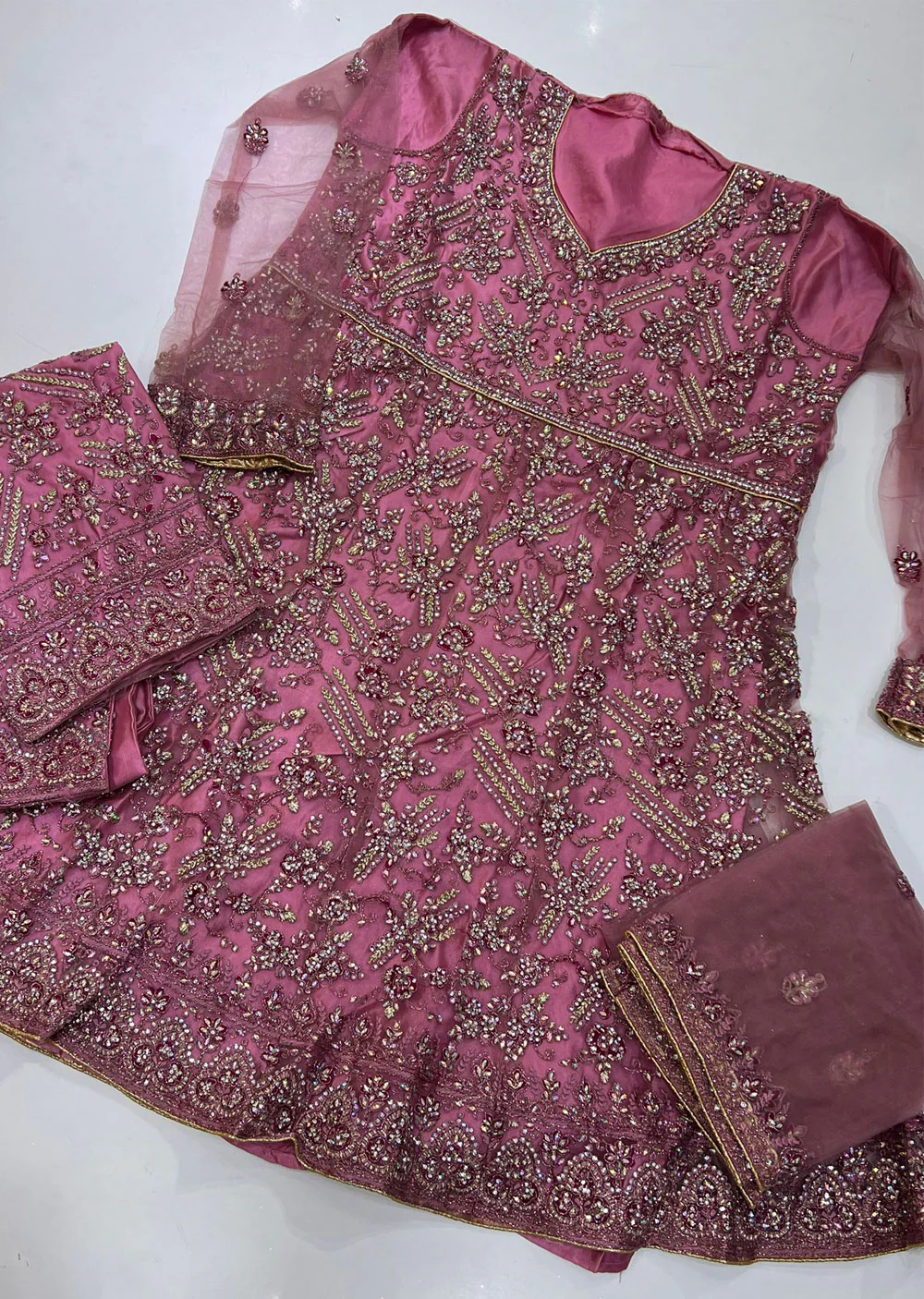 ASF205 Pink Semi Stitched Net Suit