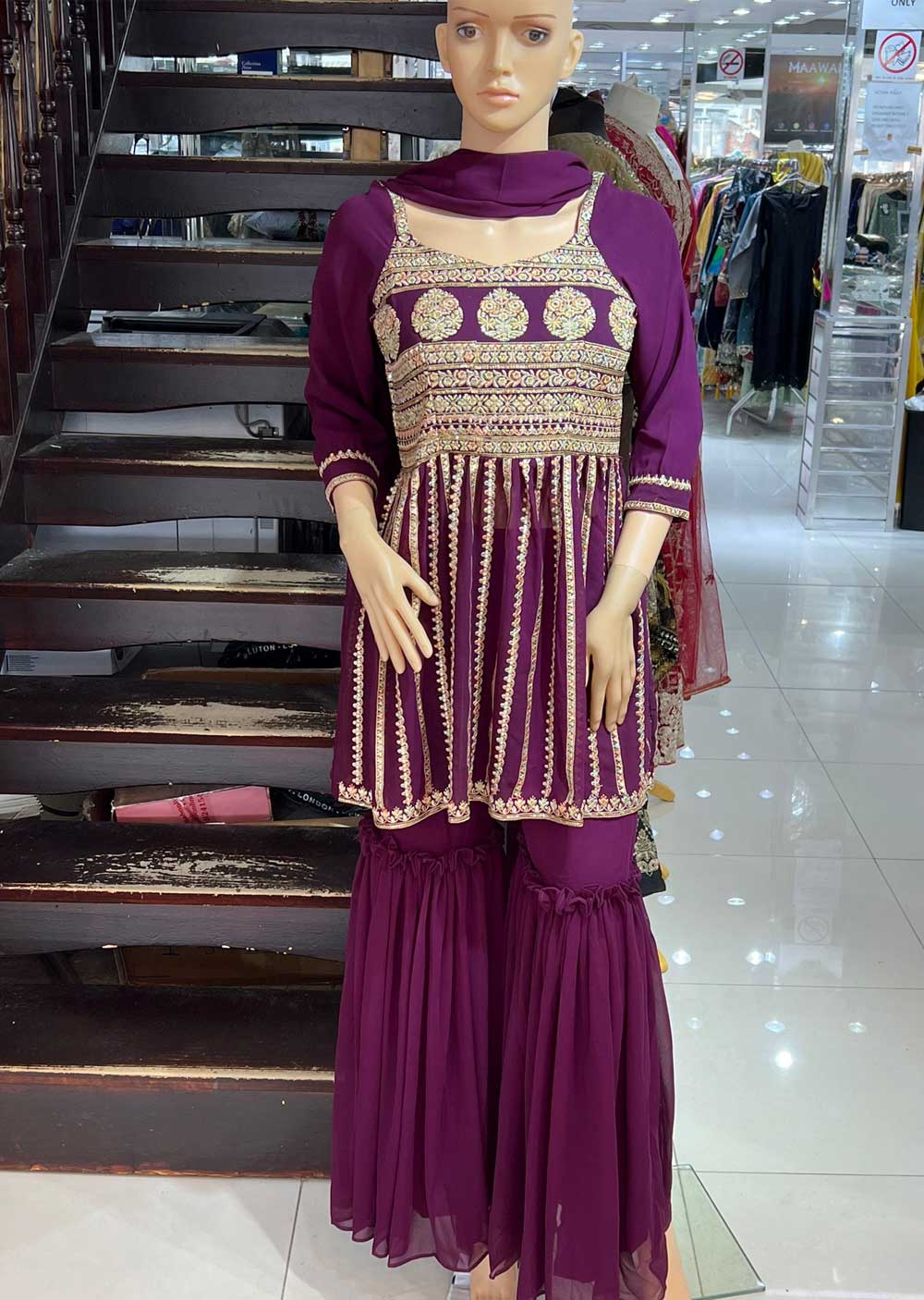ASF805 Purple Readymade Georgette Suit