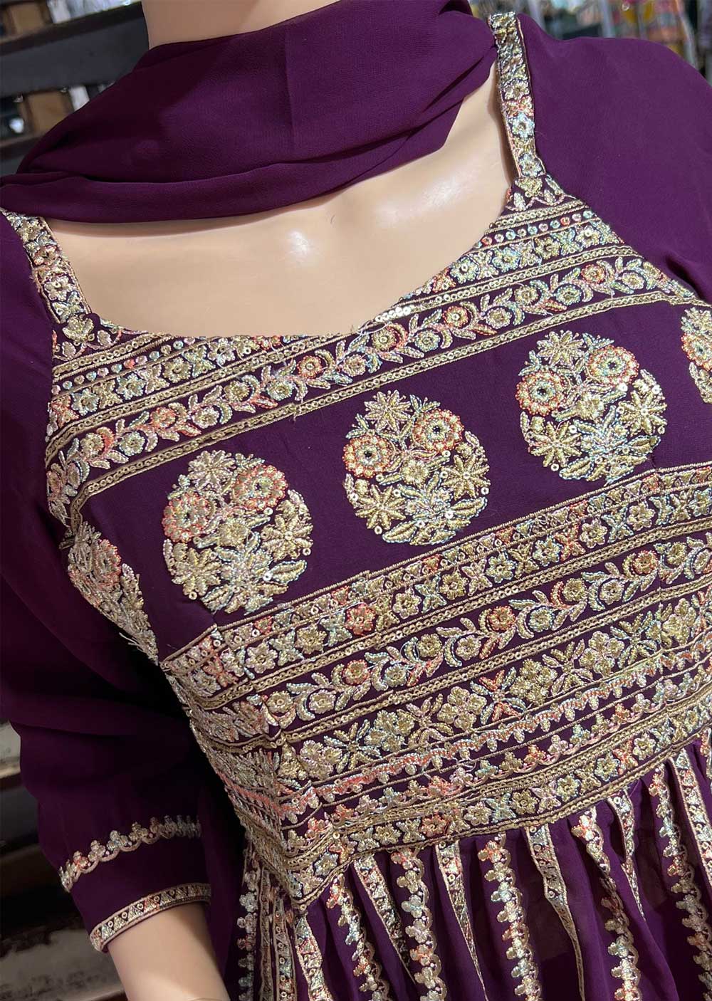 ASF805 Purple Readymade Georgette Suit - Image 2