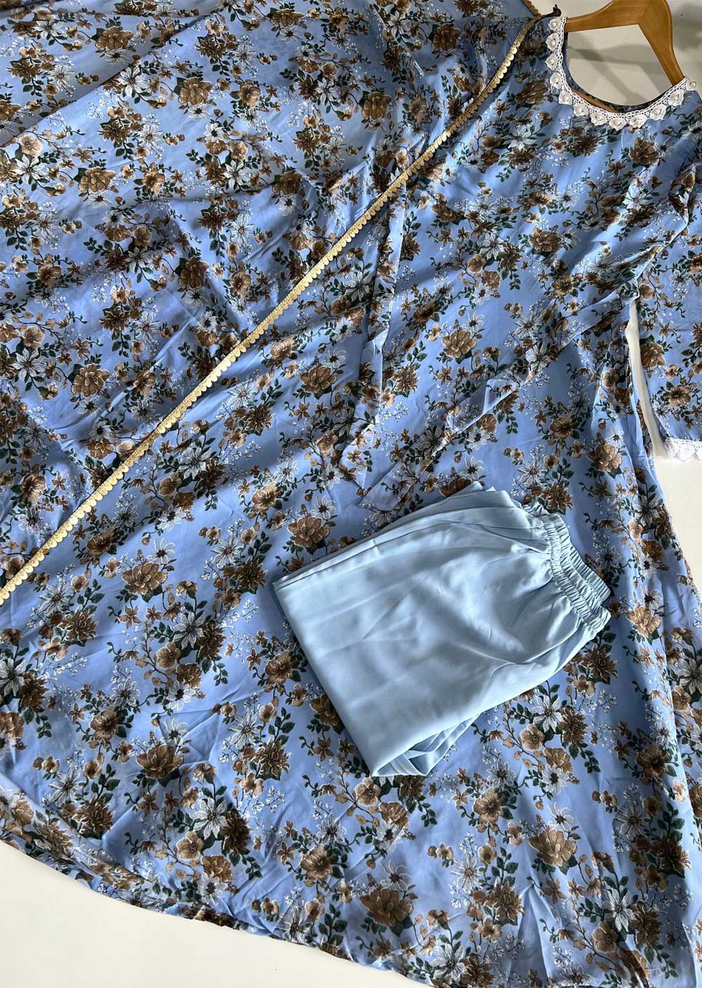 ASF9001 Aysha Readymade Blue Printed Gown