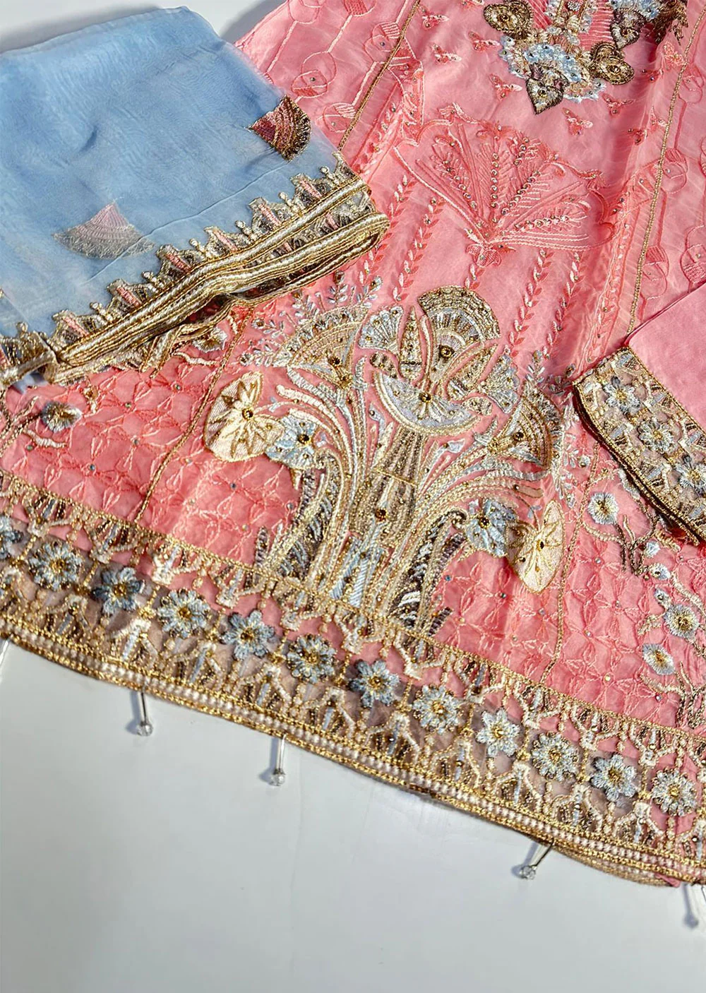 ASK612 Readymade Organza Pink Suit - Image 2