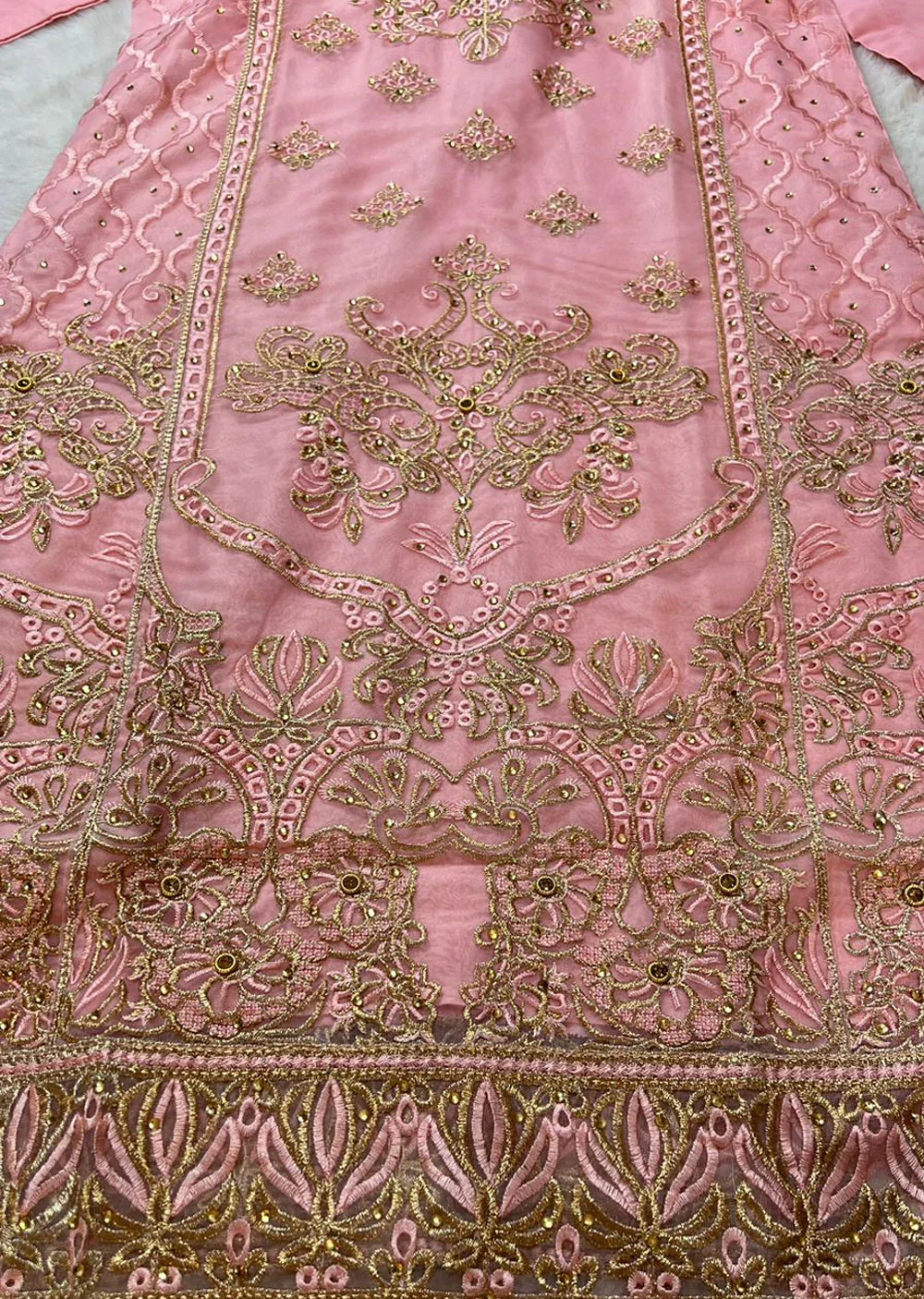 ASK631 Readymade Organza Pink Suit - Image 2
