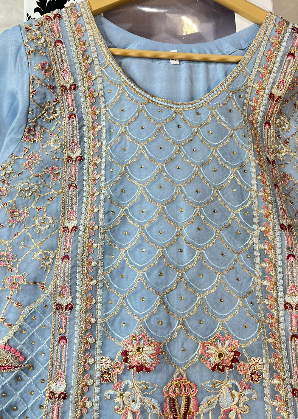 ASK640 Readymade Organza Blue Suit - Image 3