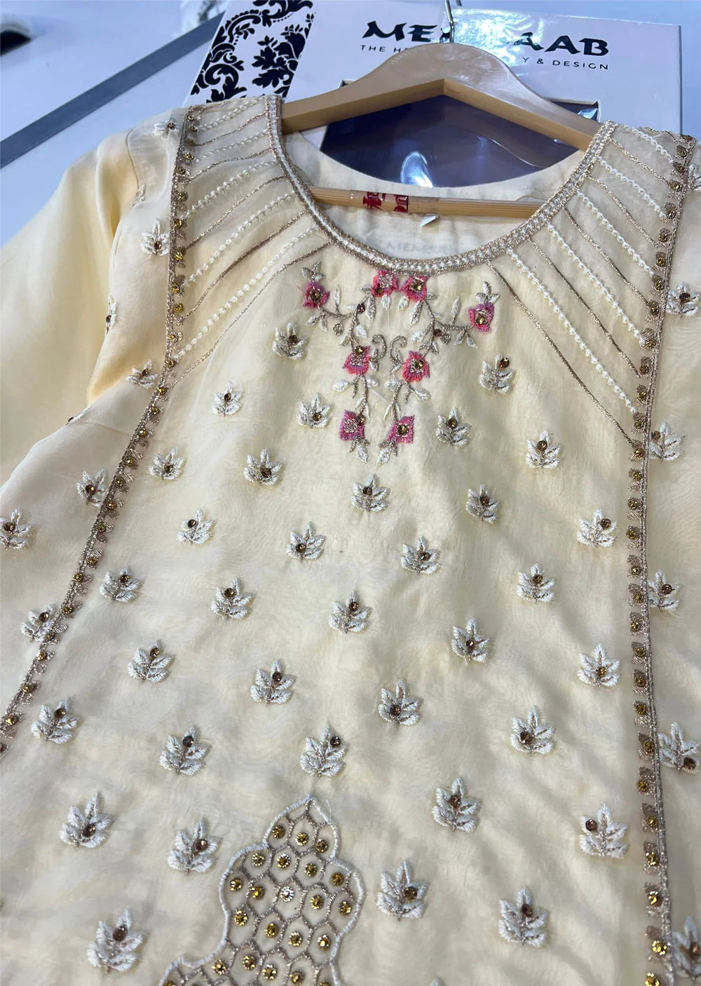ASK650 Readymade Organza Gold Suit - Image 3