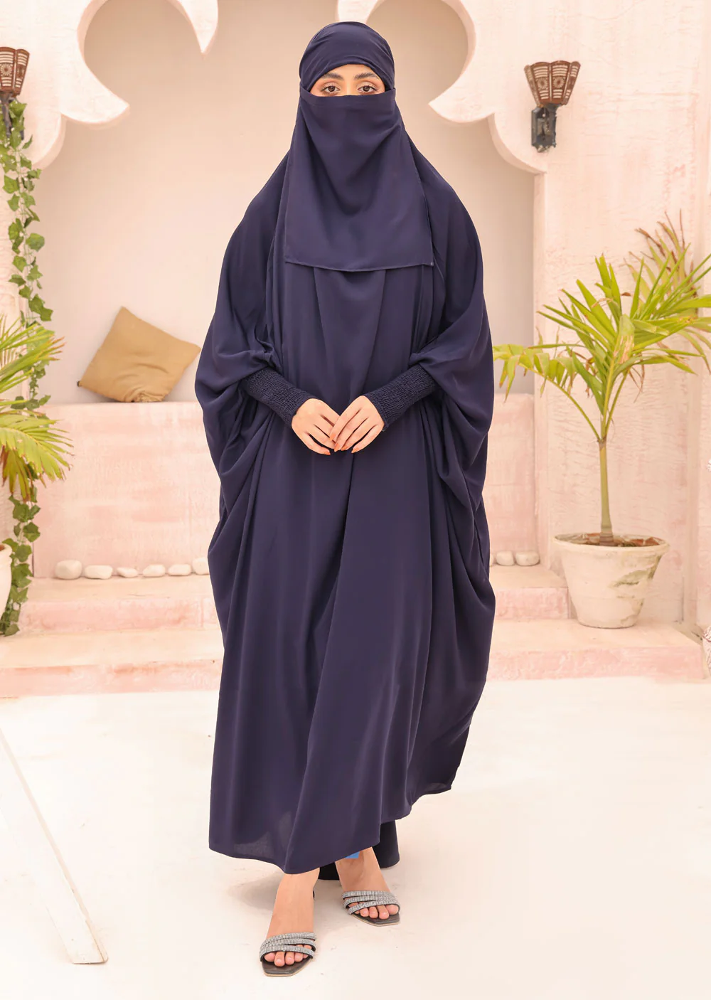 ASL-208 Haya - Navy 1 Piece Jilbab Prayer Set with Elasticated Cuff