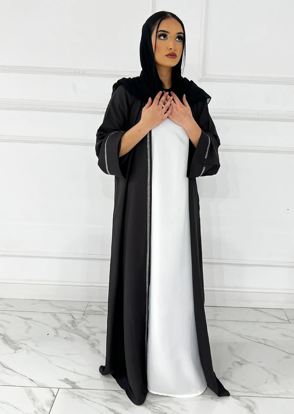 ASL-56 -Ayesha - Black Ladies Fancy Abaya