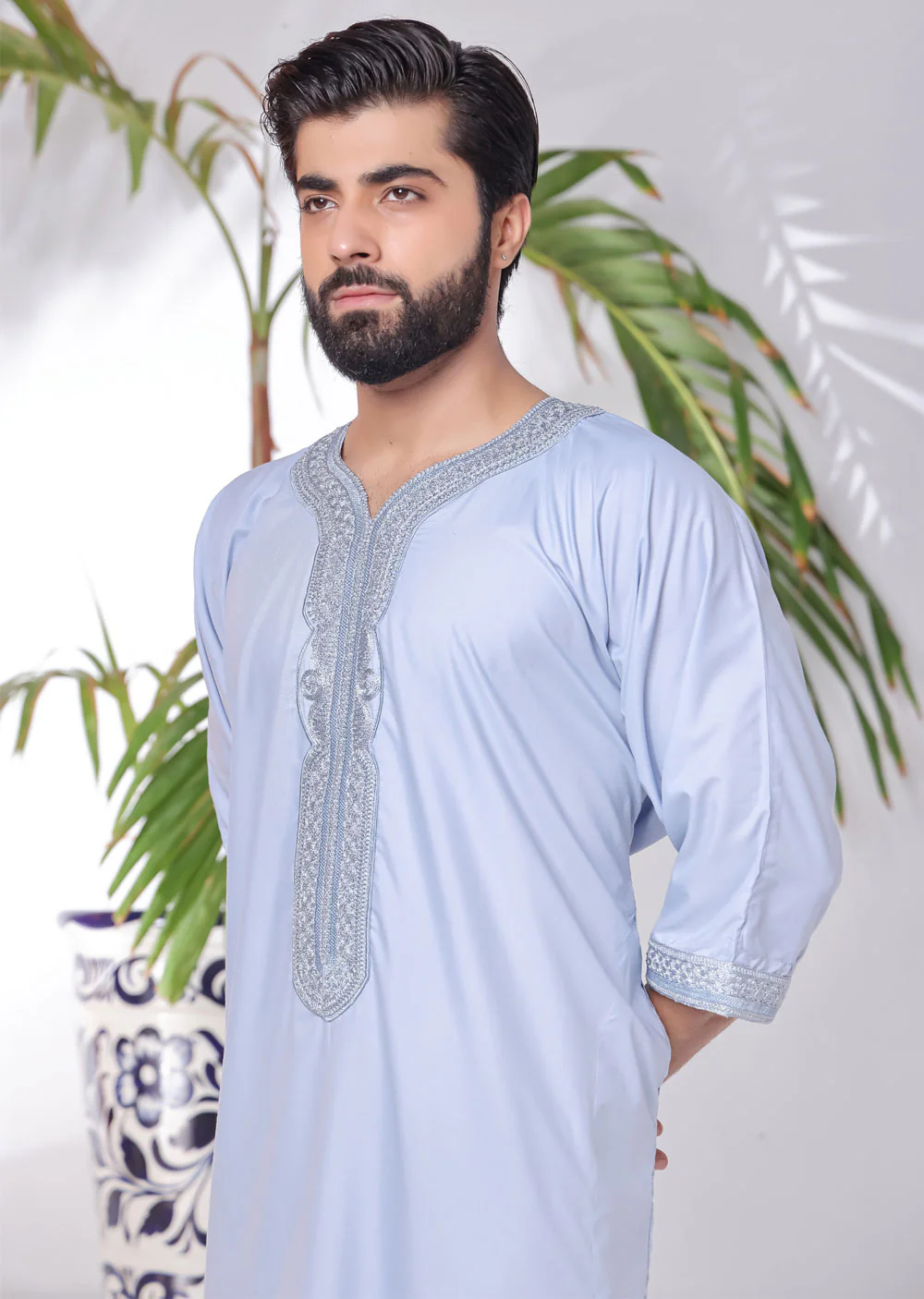 ASM285 baby Blue Father & Son Lightweight Moroccan Thobe - Image 12