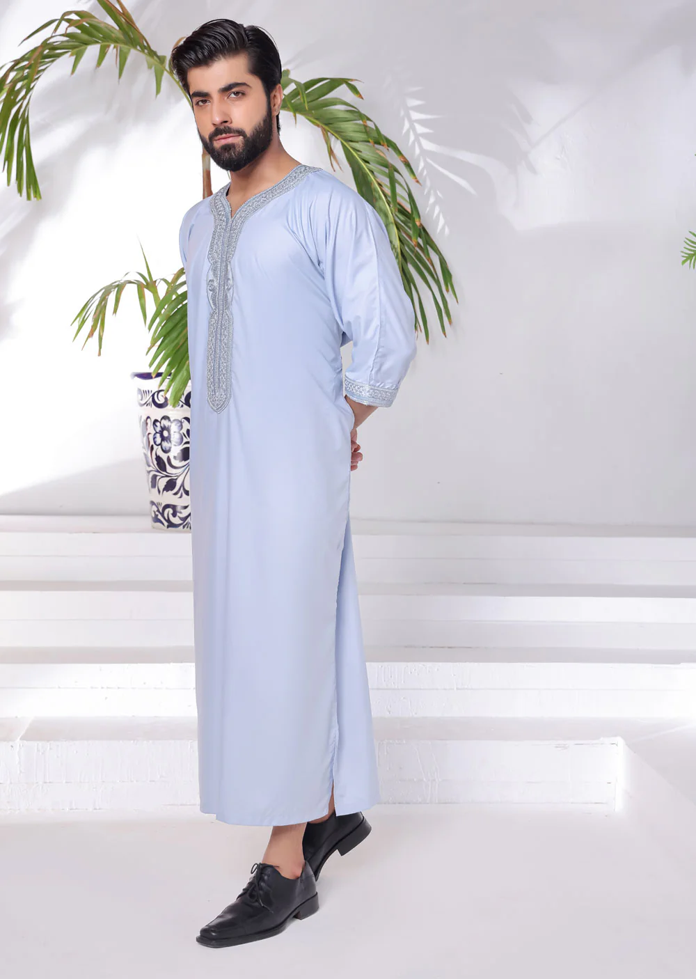 ASM285 baby Blue Father & Son Lightweight Moroccan Thobe - Image 13
