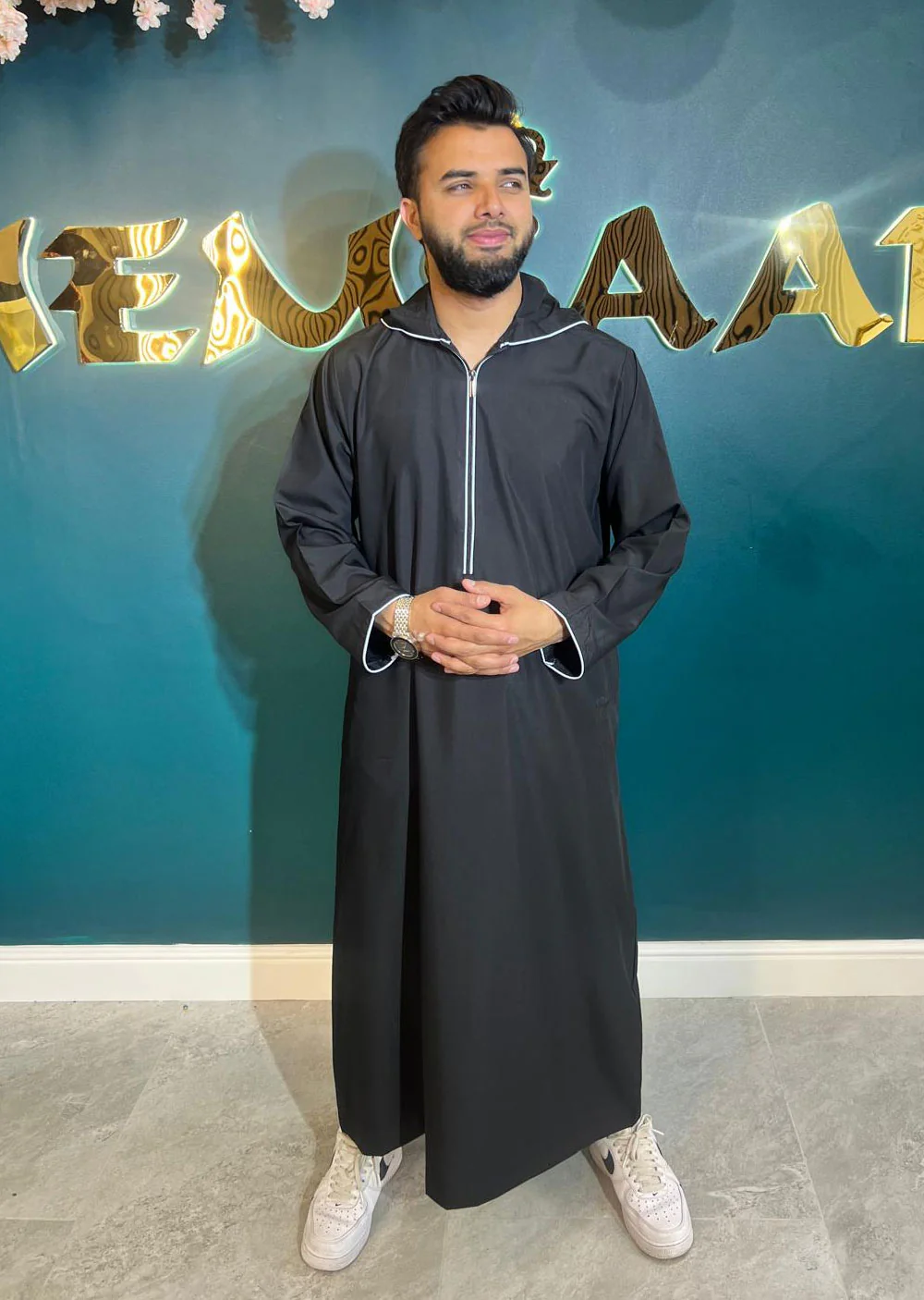 ASM35 Mens Hooded Piping thobe