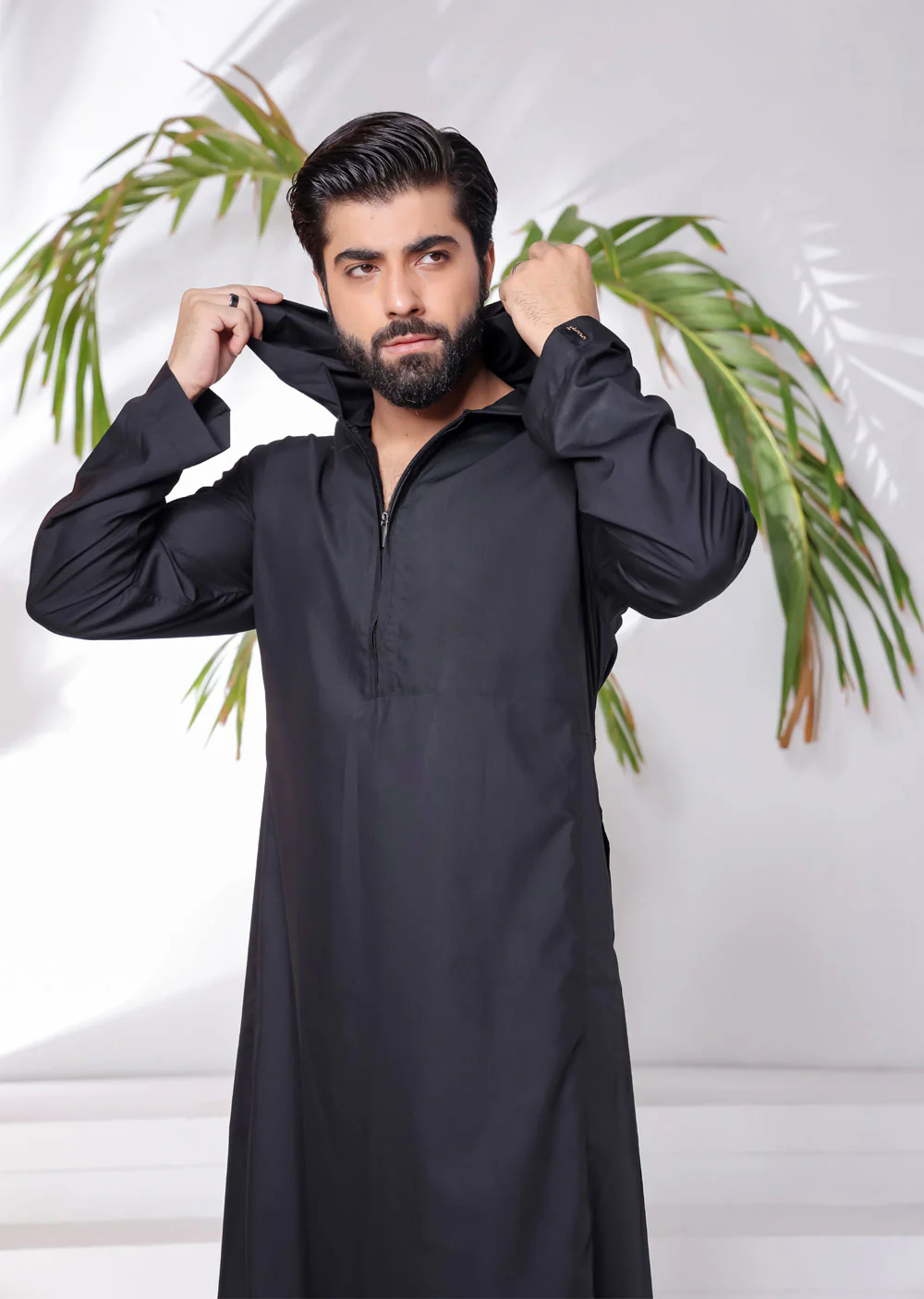 ASM48 Mens/Boys Black Hooded Thobe - Image 2