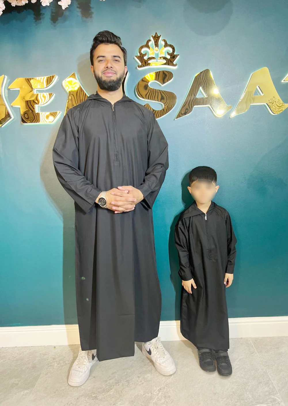 ASM48 Mens/Boys Black Hooded Thobe - Image 4