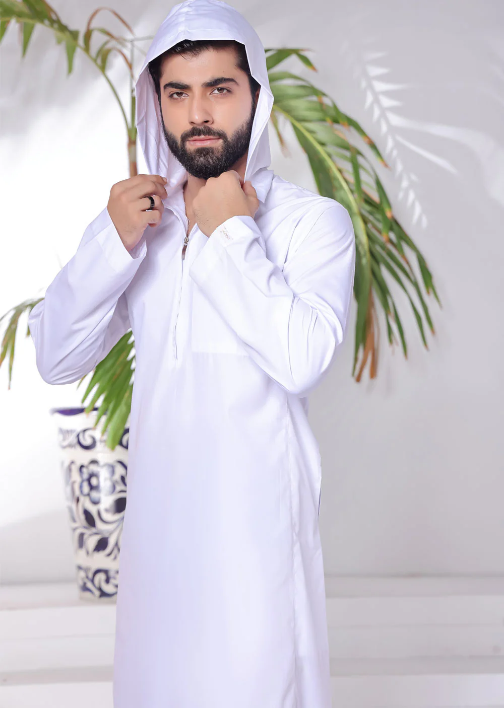 ASM48 Mens/Boys White Hooded Thobe - Image 12